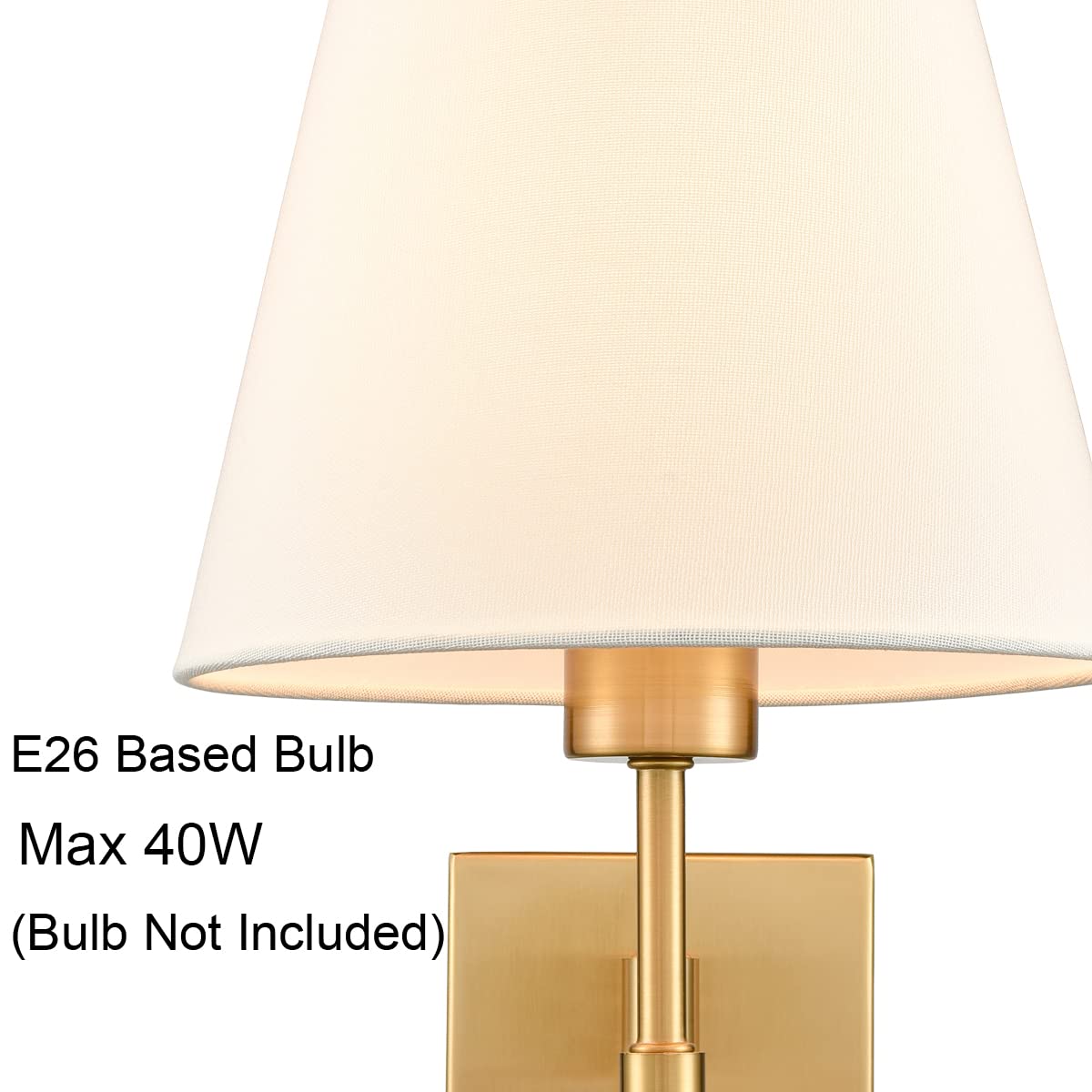 SAMTEEN Gold Brass Plug-in Wall Sconces Set of Two with Beige Shade, Swing Arm Design, Model 3073BU-J-C-2, Perfect for Bedroom or Living Room