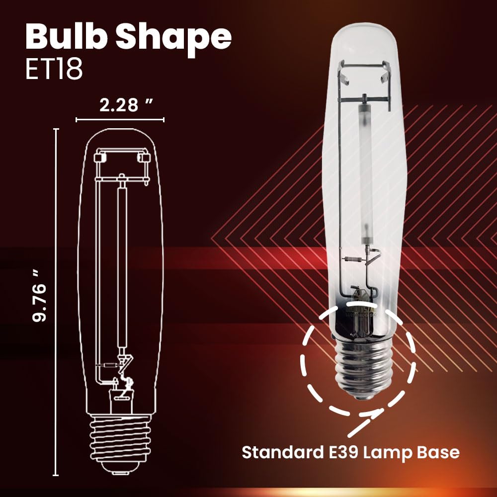 Gruotvszak Lu400/Mog 400 Watt High Pressure Sodium Light Bulb, Mogul Base (E39), Ansi Code S51, 50000 Lumen, 24000 Life Hours, E