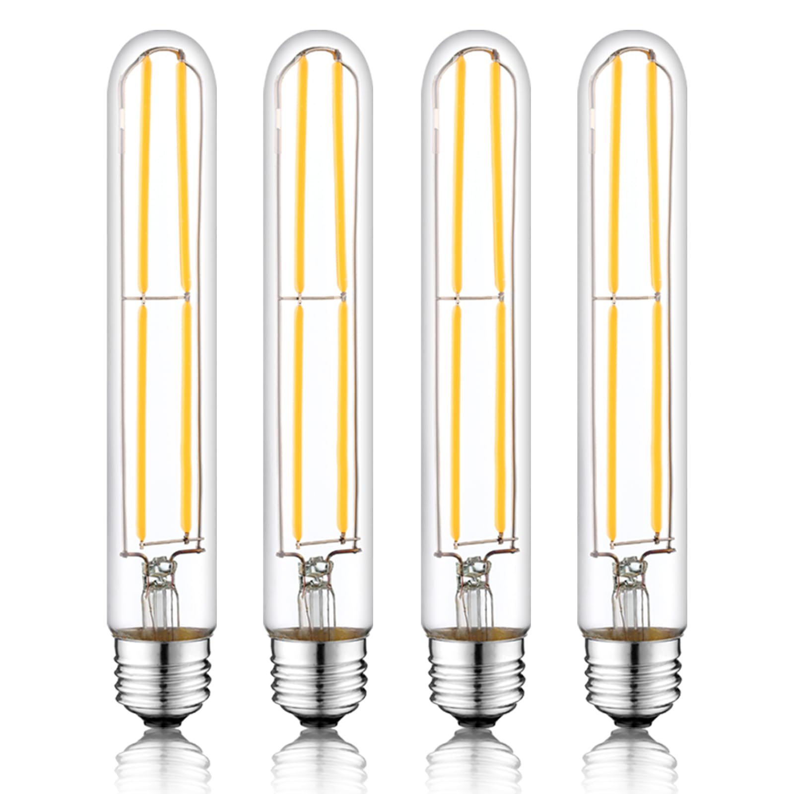 NOVELUX 7.3 Inch E26 Led Bulb 60 watt Dimmable,3000K Warm White Edison Bulbs,6W Tubular T10 Long Clear Glass Light Bulb for Rust