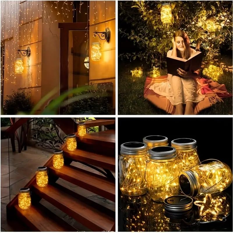 Znycye Mason Jar Solar Lights For Outside, 12 Pack 30Led Fairy Lights Mason Jar Solar Lids Outdoor Waterproof String Lights With