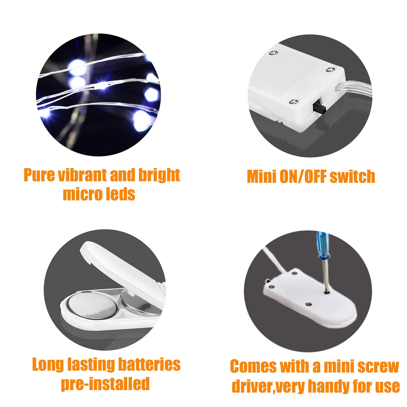 Haosee 20 Pack Fairy Lights Battery Operated,3.3Ft 20 Led Silver Wire Cool White Firefly Lights Mason Jar Lights,Mini Led String Lights For Wedding Mason Jars Party Diy Christmas Decorations