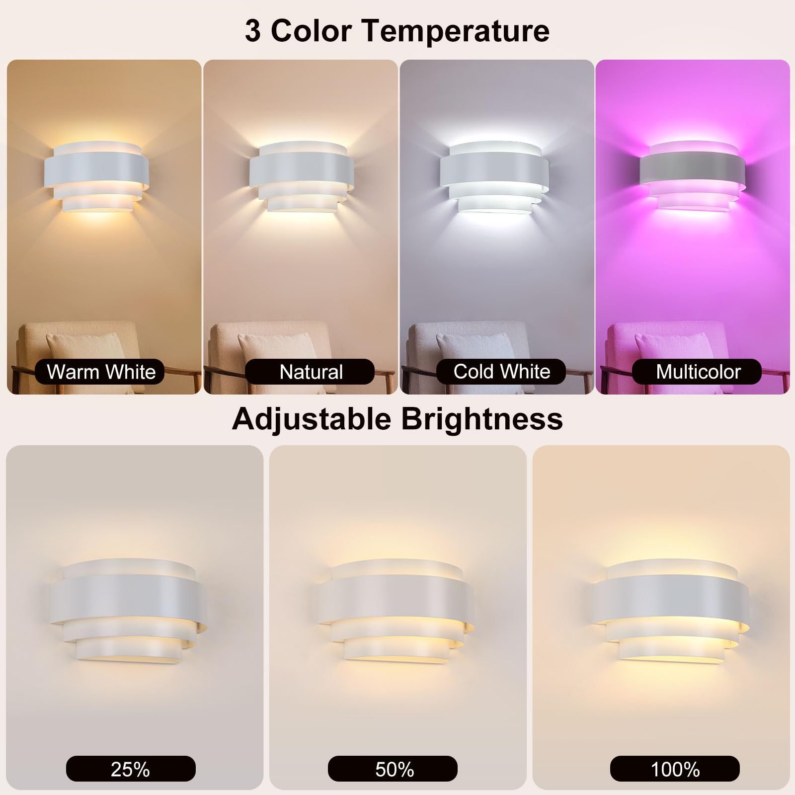 LIGHTESS Battery Operated Wall Sconces Set of 2, Dimmable Rechargeable Wall Lights with Remote Control, Sconces Wall Decor Set o