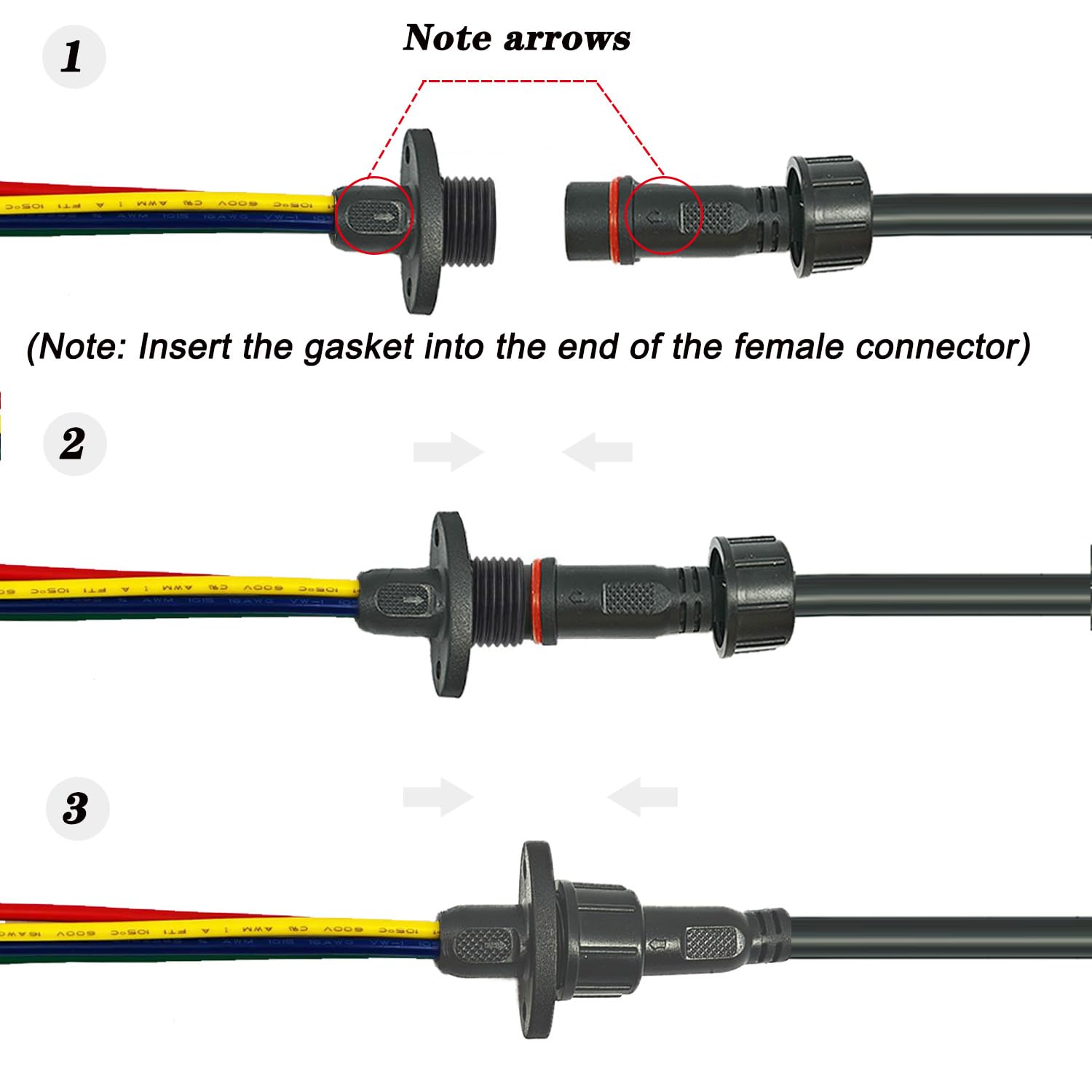 Newnewliu 4Pin Waterproof Connector,4 Wire Male Female Plug Led Connector With 18Awg M16 Waterproof Cover Extension Cable With E