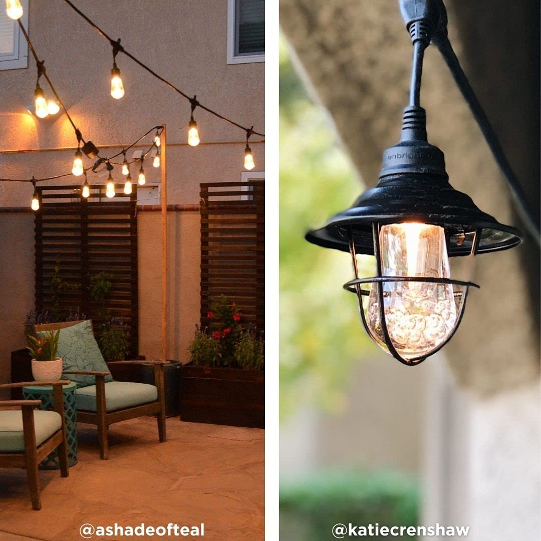 Enbrighten LED Outdoor String Lights, 48ft, Black Cord, Shatterproof Acrylic Bulbs, Waterproof, Model 35631