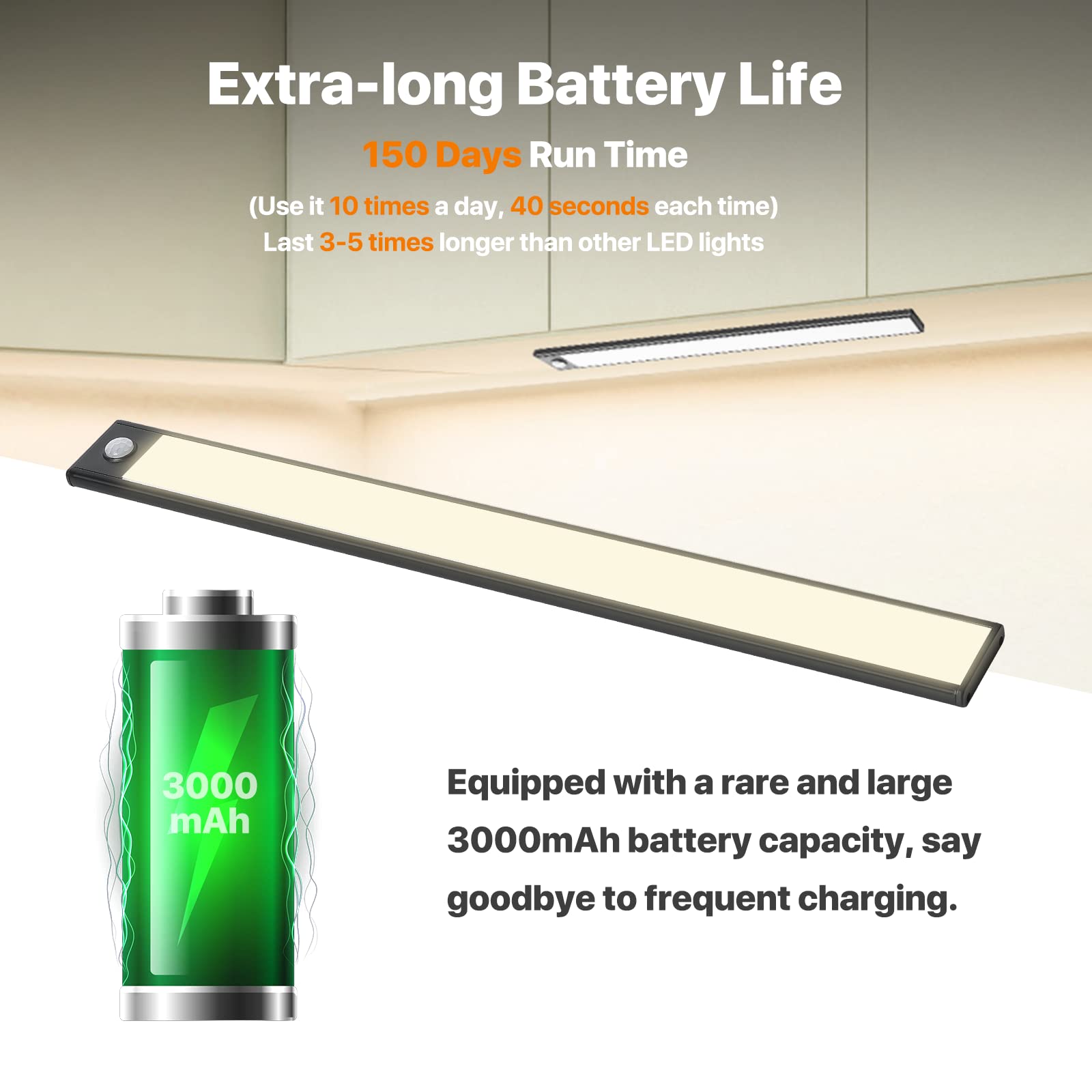 Colijoy Under Cabinet Lights, 69 Led Closet Lights Wireless Usb Charging, 3000Mah Battery Operated Motion Sensor Lighting Indoor 3 Color Dimmable 2 Pack