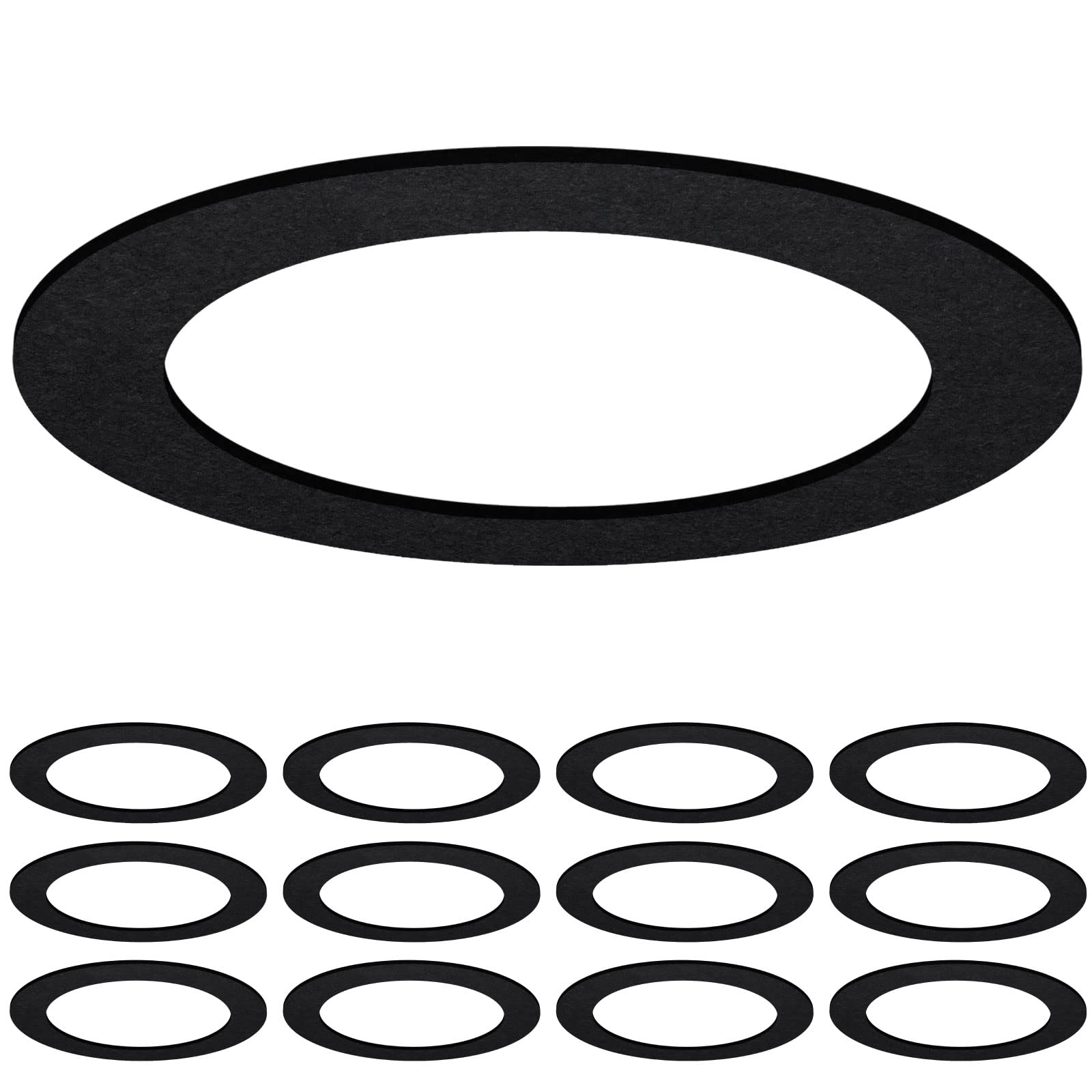 Sunco 12 Pack Goof Rings for 6 Inch Recessed Lights, Black Trim Ring Cover, Outer Diameter 8.6 Inch, Matte Finish