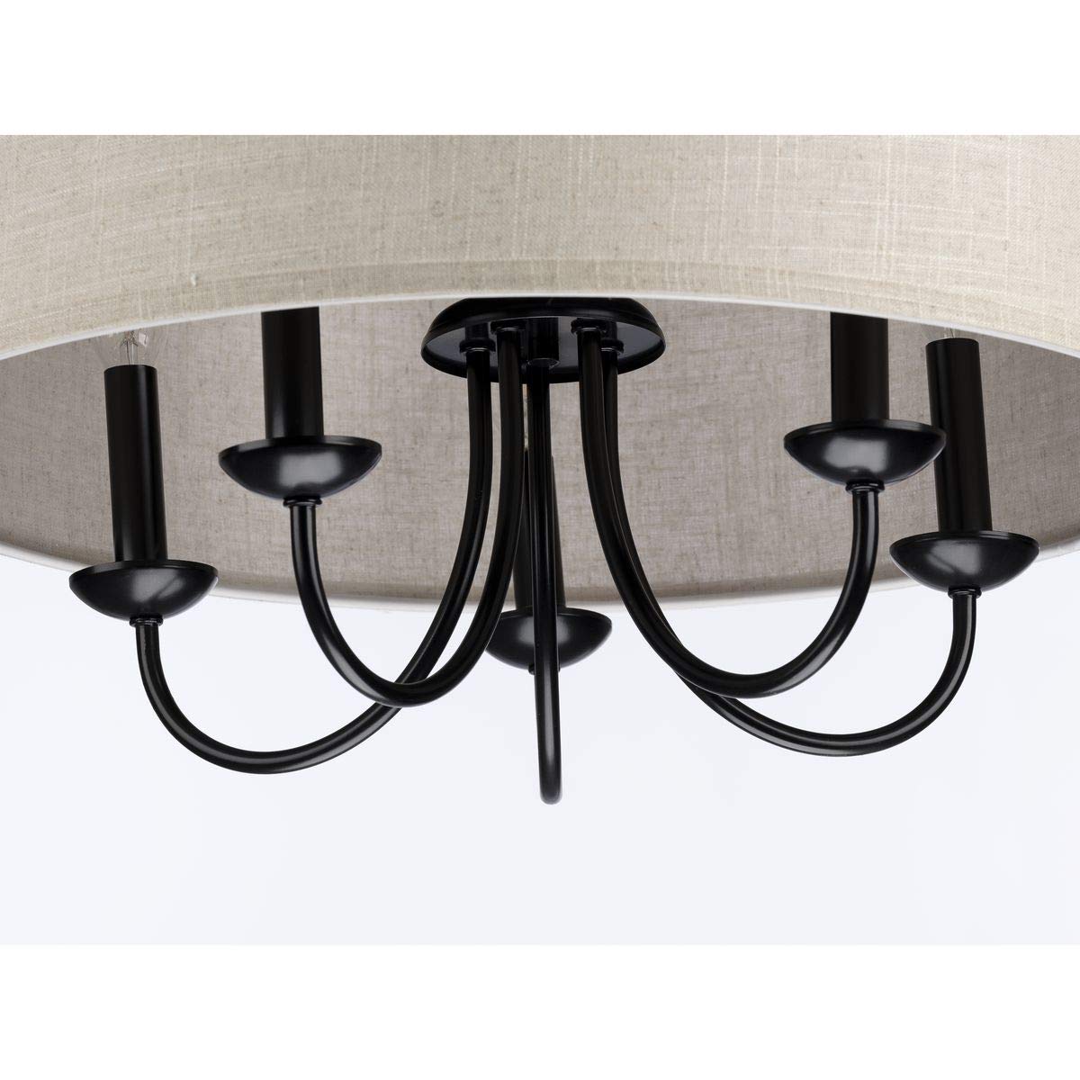 Progress Lighting Five-Light Chandelier, Farmhouse Style, Matte Black, 21-1/8" x 21-5/8", Alloy Steel, Model P400193-031