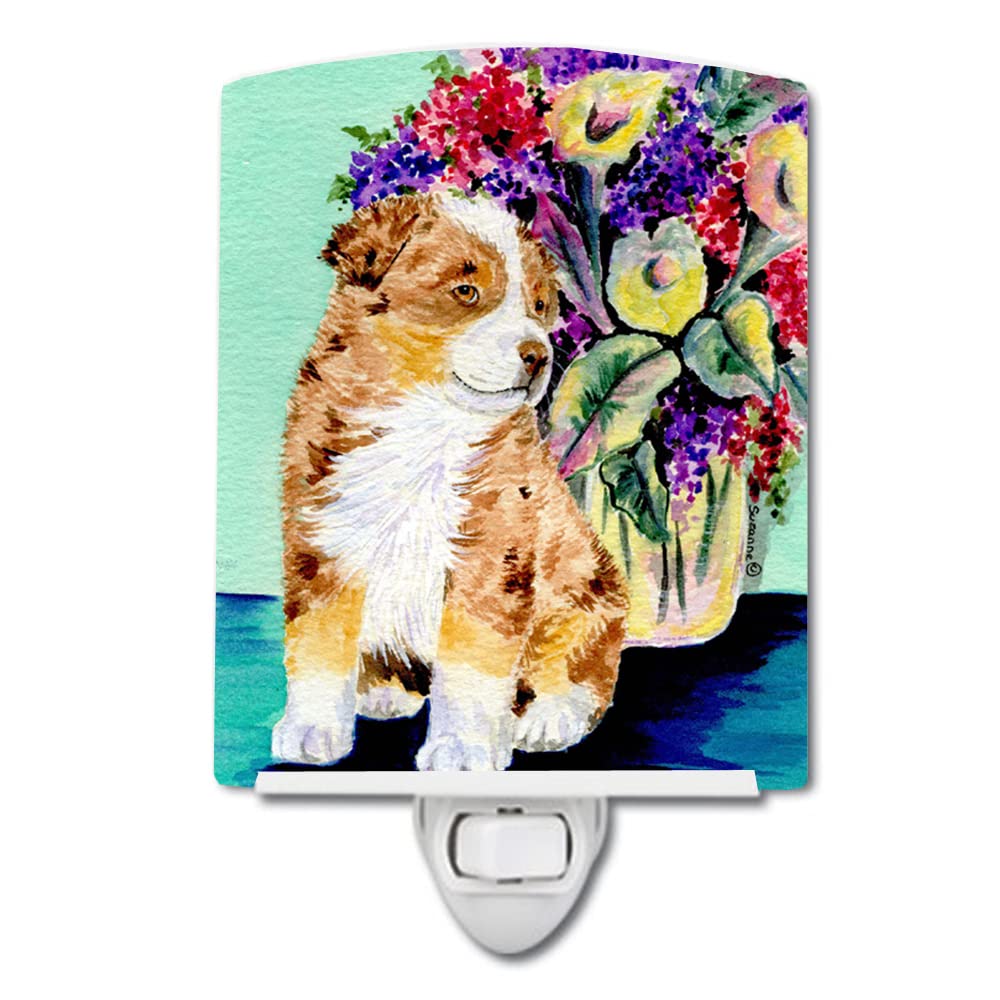 Carolines Treasures Night Light, Australian Shepherd, Ceramic, UL-Certified, 6x4x3, Multicolor, Model SS8312CNL