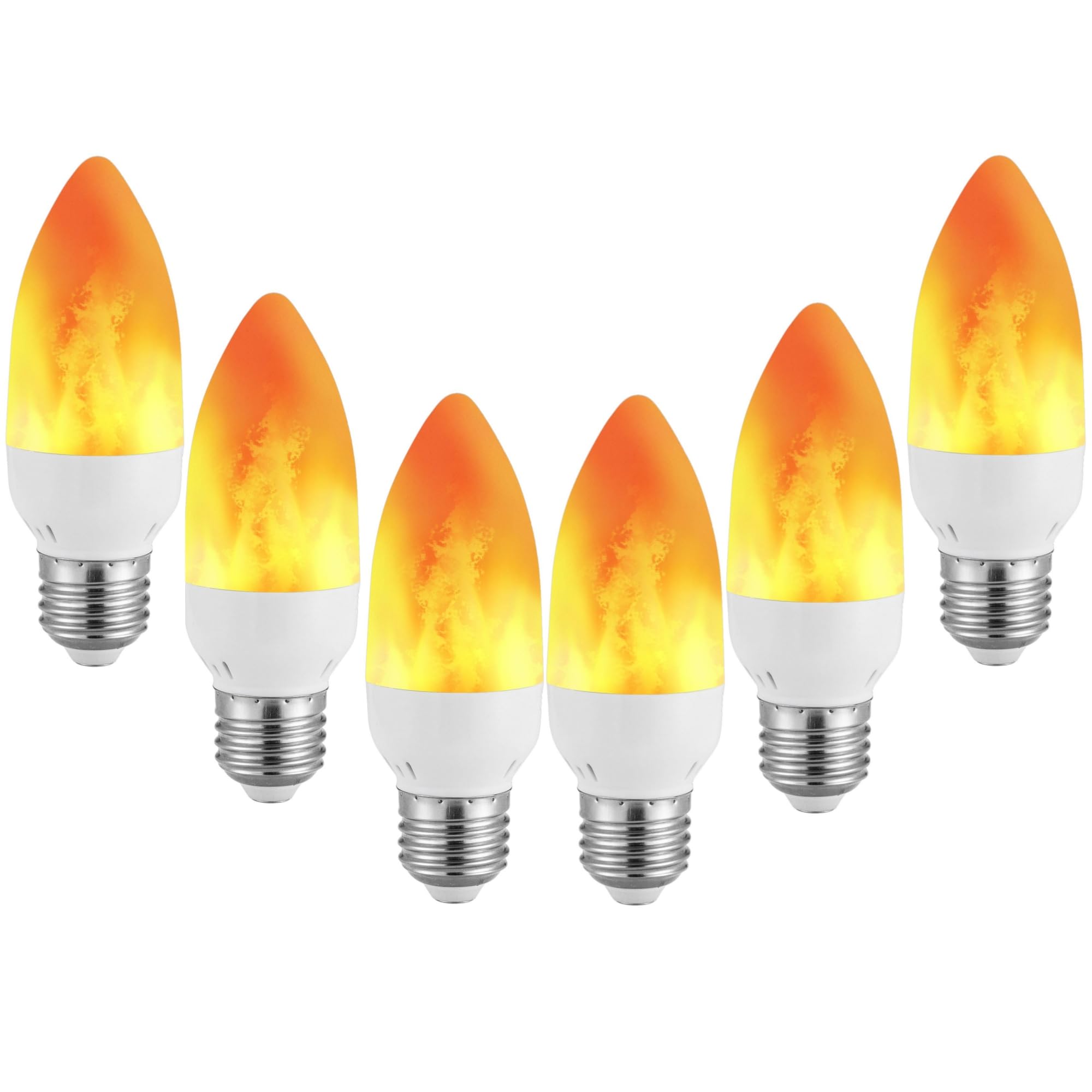 Lpraer 6Packs E26/E27 LED Flame Effect Light Bulbs Flickering Flame Tip Candelabra Light Bulbs Warm White, Chandelier Bulbs for 