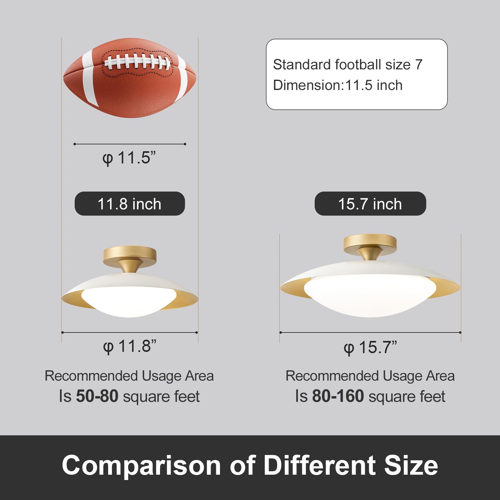 Dimmable Modern Mid-Century Ceiling Light, White And Gold Led Semi Flush Mount Ceiling Light, 5Cct 2700K-6000K Lighting Fixture Ceiling Lamp With Acrylic Shade For Bedroom Hallway Kitchen, 11.8In