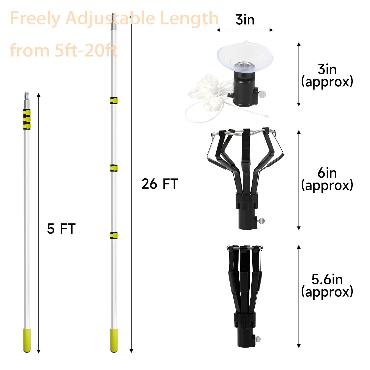 Thmxit 26Ft Telescopic Light Bulb Pole Changer For High Ceilings With Pole, 5-20Ft Light Bulb Extension Pole Changer With Basket