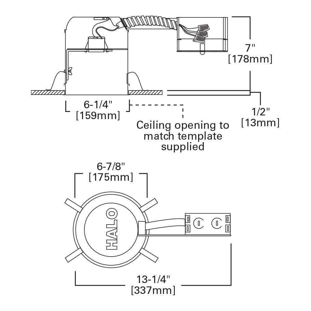 HALO H7RICAT 6in IC Air-Tite Remodel Housing, 120V Line Voltage, Plastic, No Color
