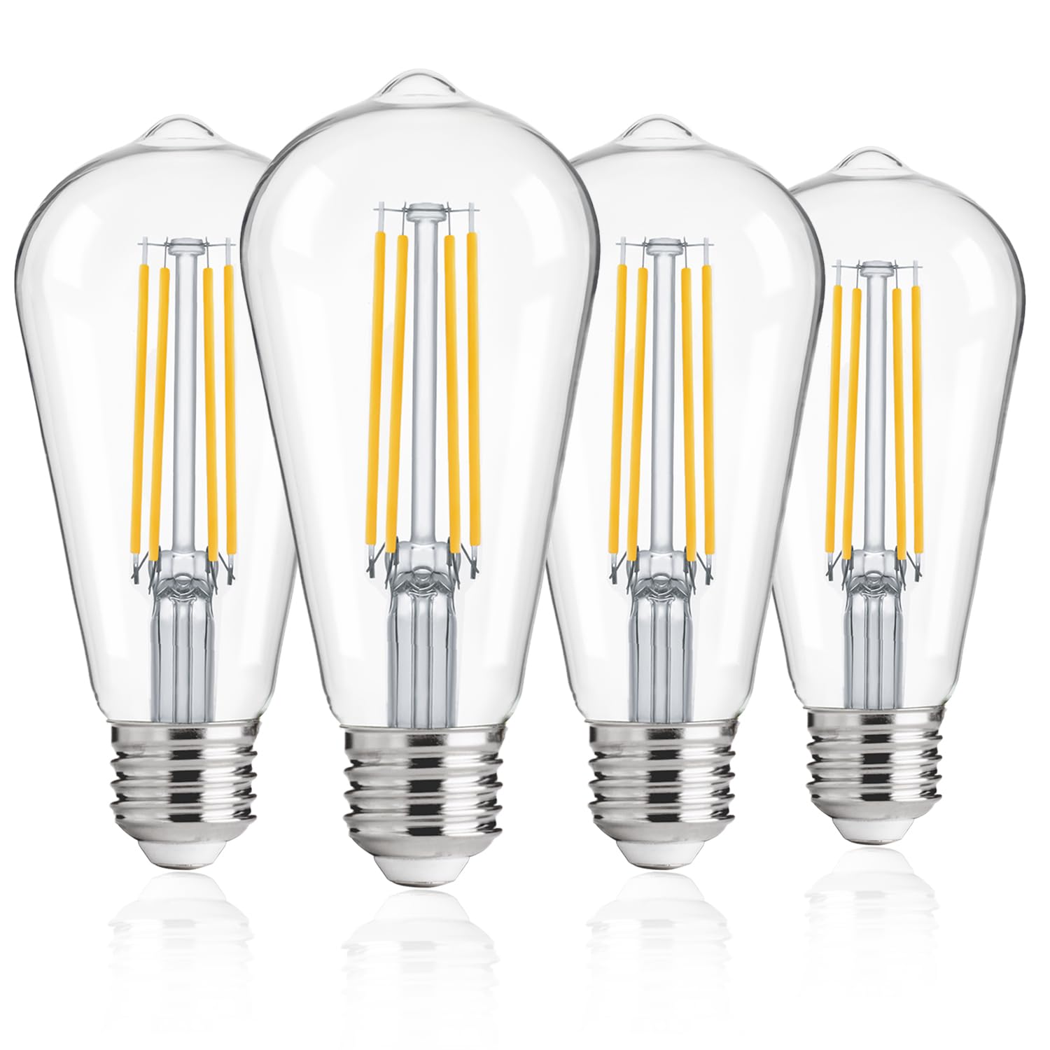 FLSNT ST19 Outdoor LED Light Bulb, 7W (60W Eqv), 800LM, 3000K Warm White, Glass, 4 Pack