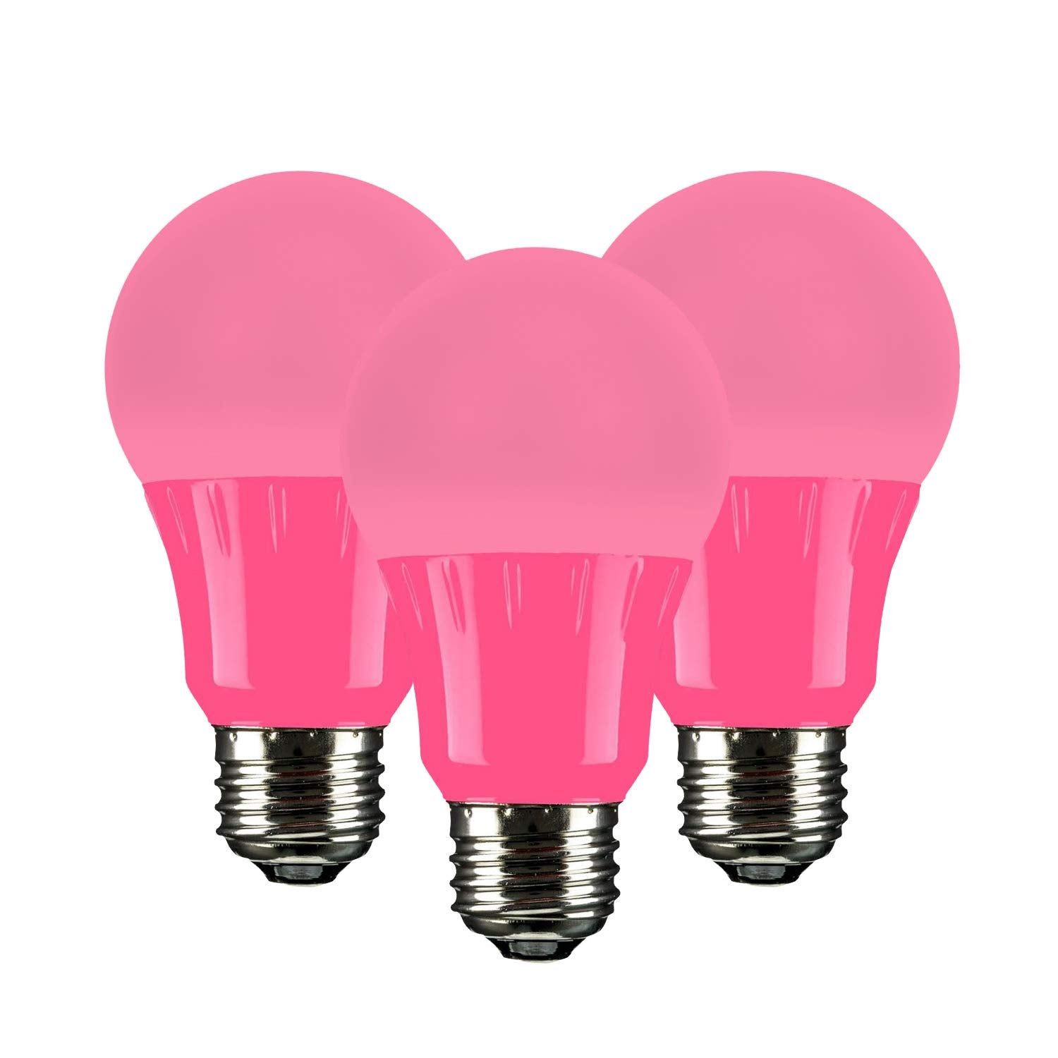 Sunlite A19/3W/P/LED/3PK LED Colored A19 3W Pink Light Bulbs Medium (E26) Base (3 Pack)