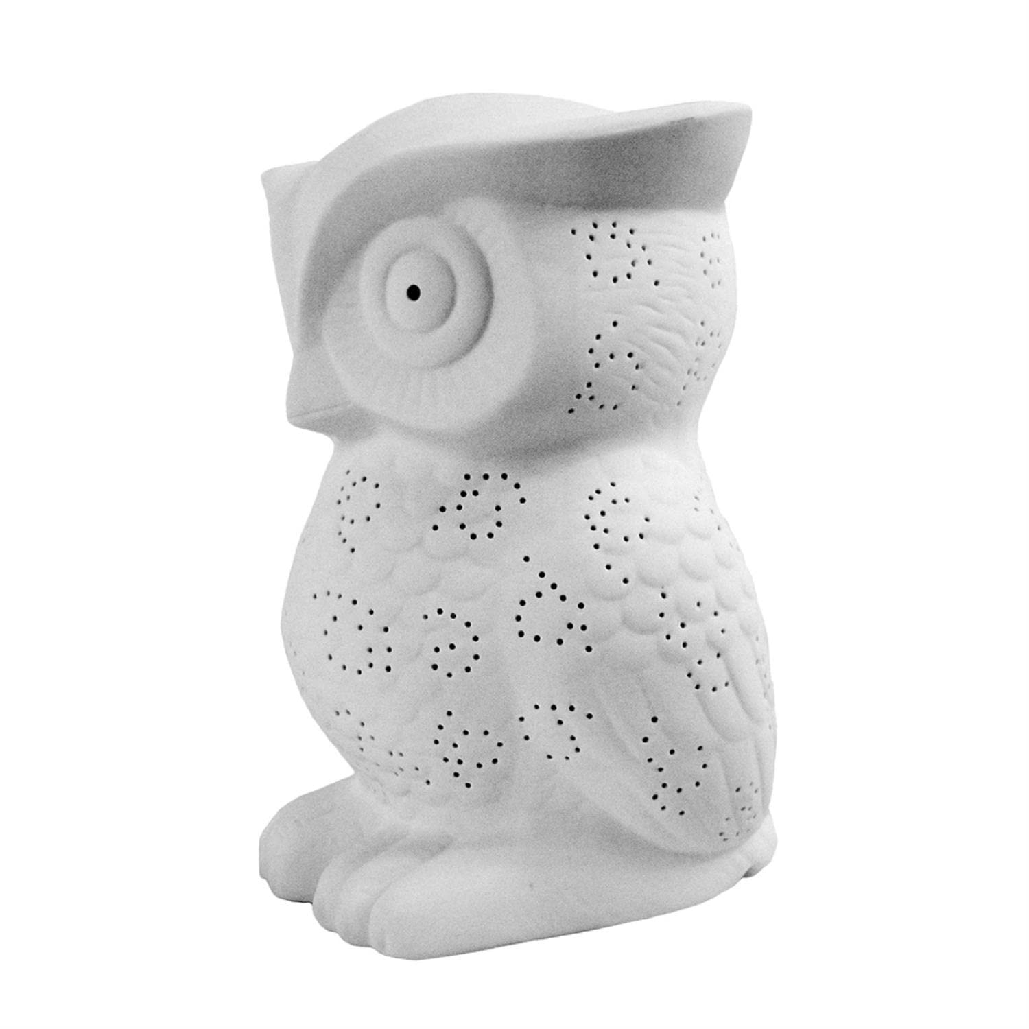 Simple Designs Lt3027-Wht Porcelain Fun Shaped Wise Owl Table Lamp, White