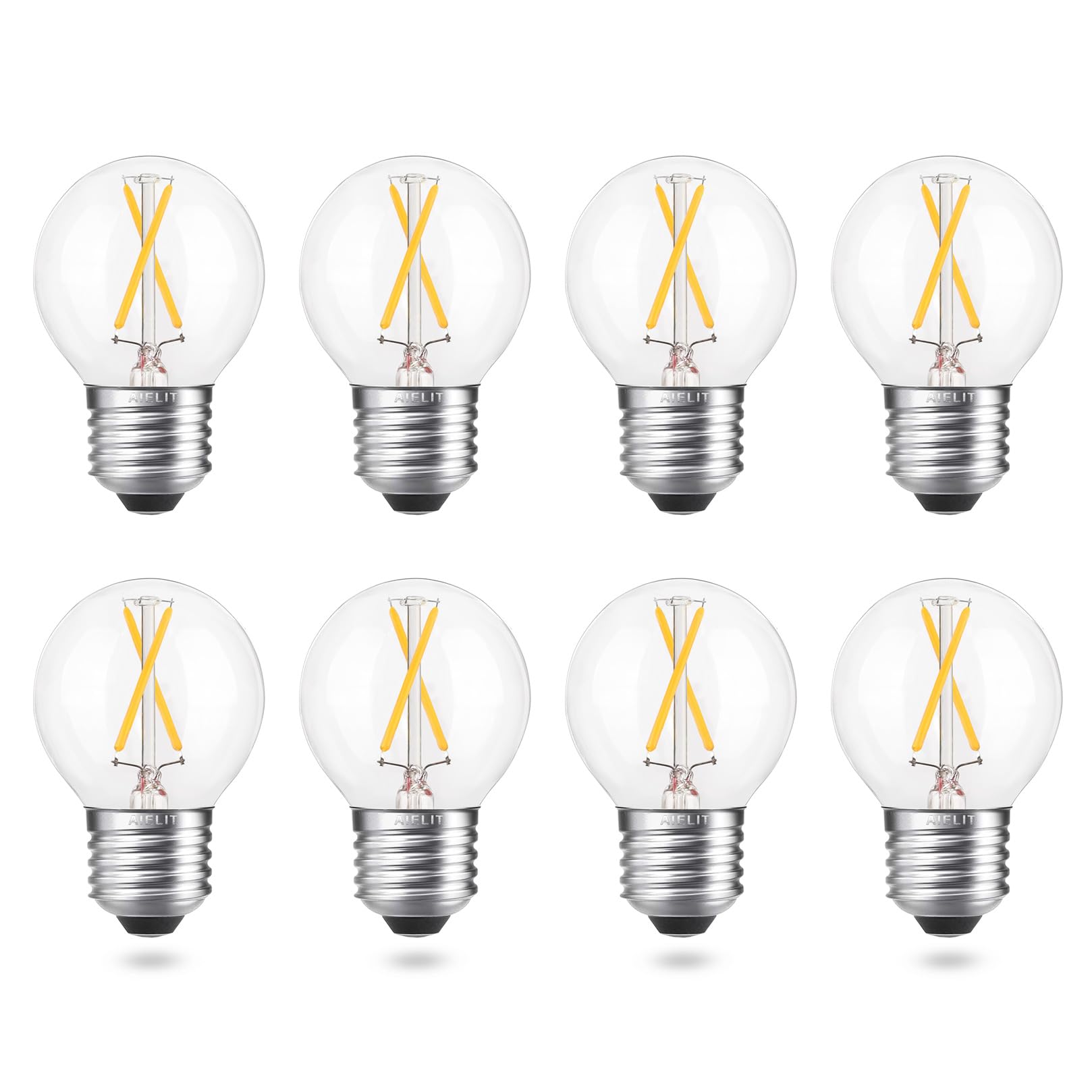 Aielit 2W Globe Led Edison Bulbs 25 Watts Equivalent (Dimmable), Warm White 2700K, Vintage A15/A50 E26 Led Light Bulb For Bedroo