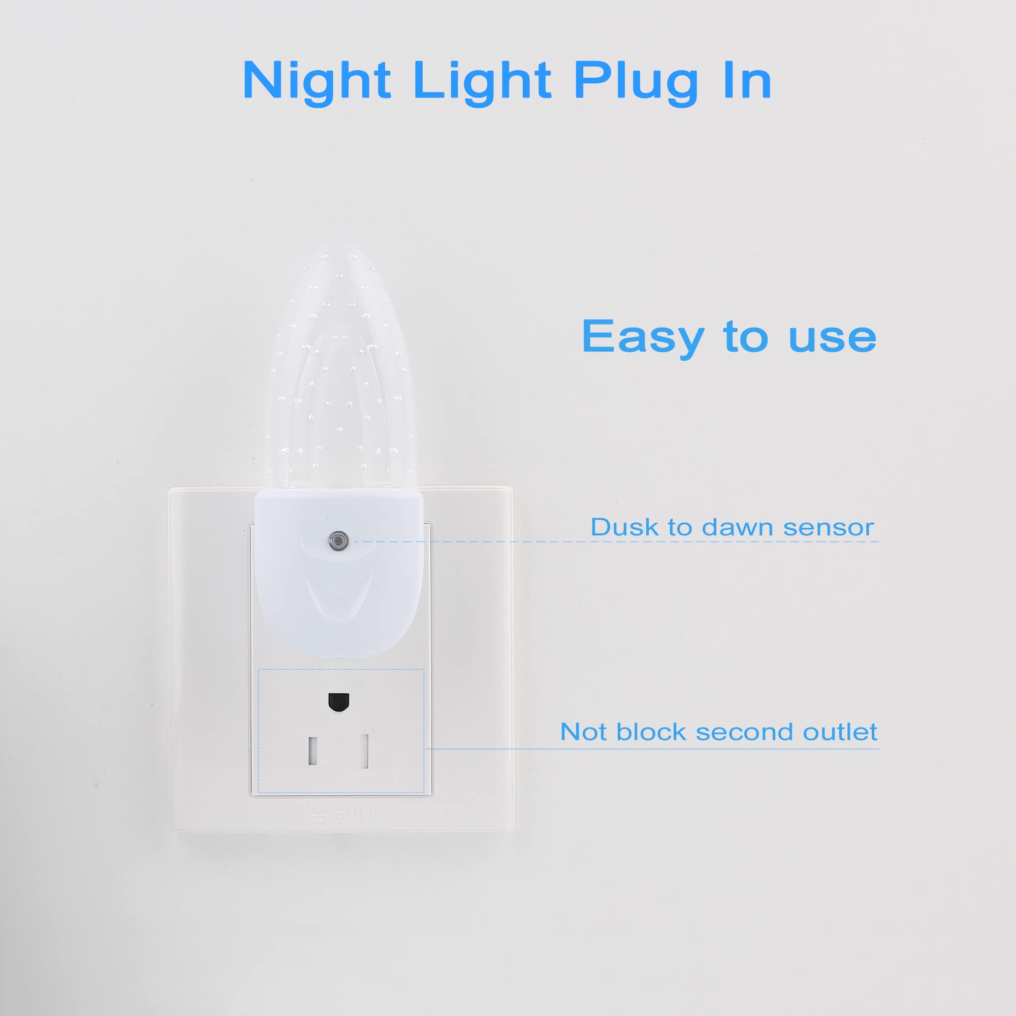 GREENIC LED Night Light 4 Pack, Multicolor Bubble Pattern, Dusk to Dawn Sensor, Plug-in for Bedroom, Kids Room, Bathroom, Model GL-NL-0.5W