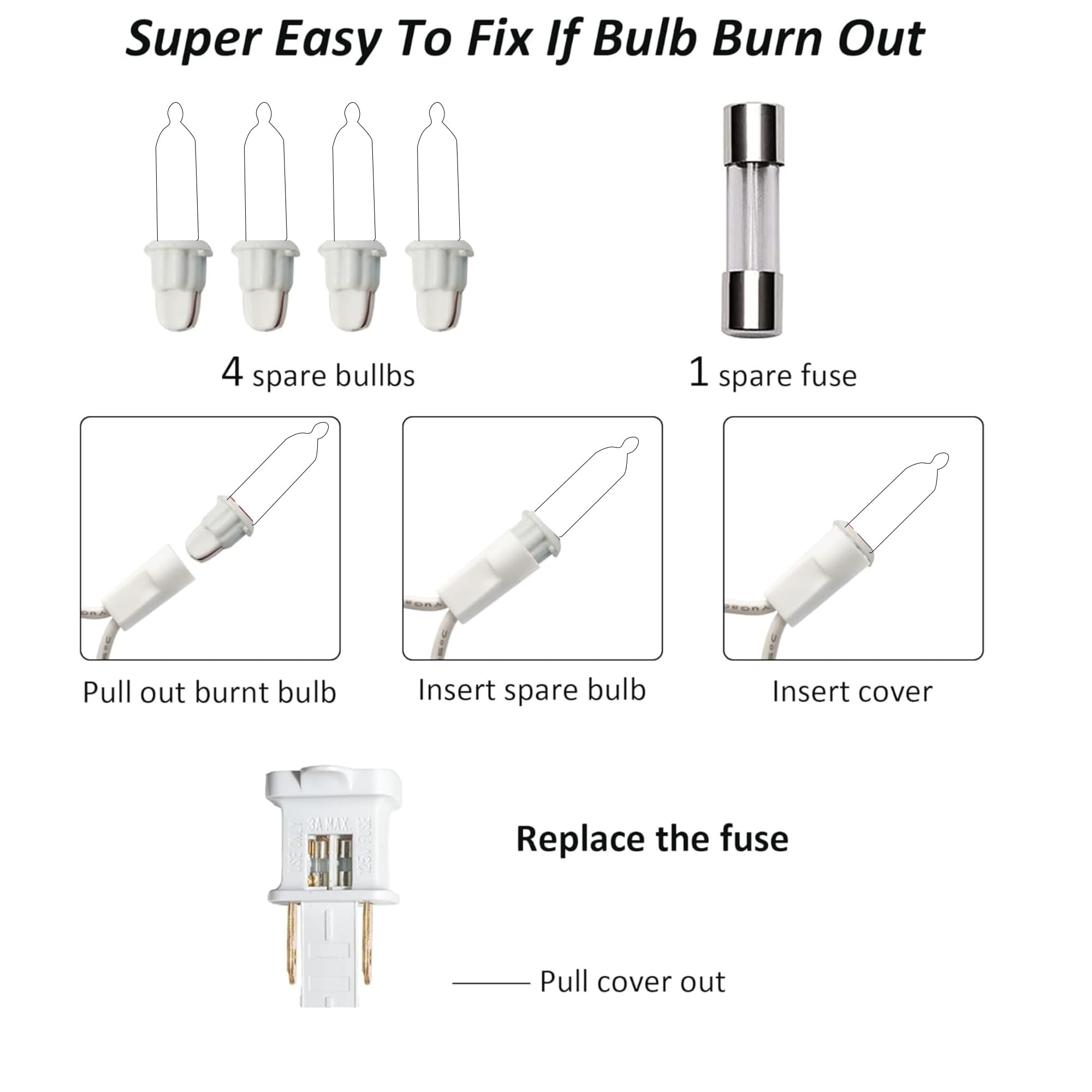 TW SHINE Christmas Lights, 20FT 100 Count, Warm White Incandescent, Waterproof, Model ZF-100-2/SB