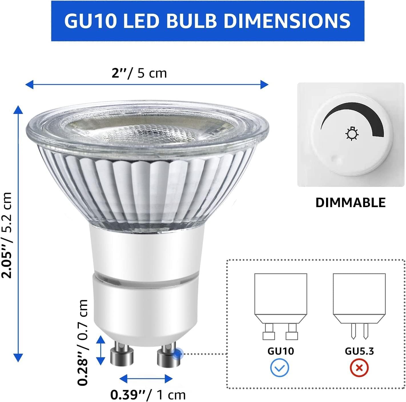 LPSAFP LED GU10 Range Hood Light Bulbs, Dimmable 6W 550Lm, 5000K, Waterproof, Pack of 2