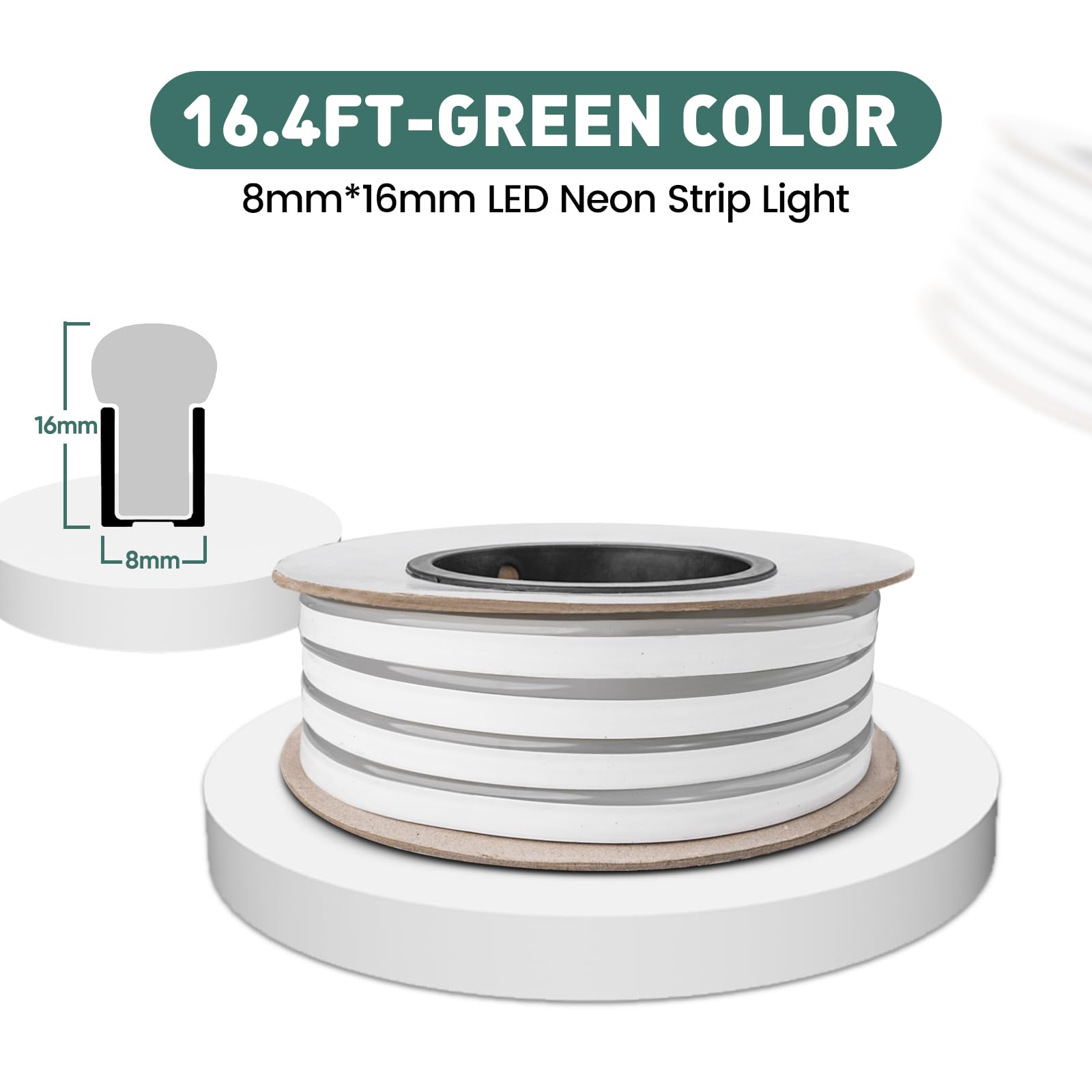 Gzbtech Flexible Led Neon Rope Lights 16.4Ft Ac 110-120V Waterproof Strip Light  120 Leds/M Cuttable Connectable Neon Lighting For Indoor Outdoor Home Decor/Commercial Building Use-Green 5M