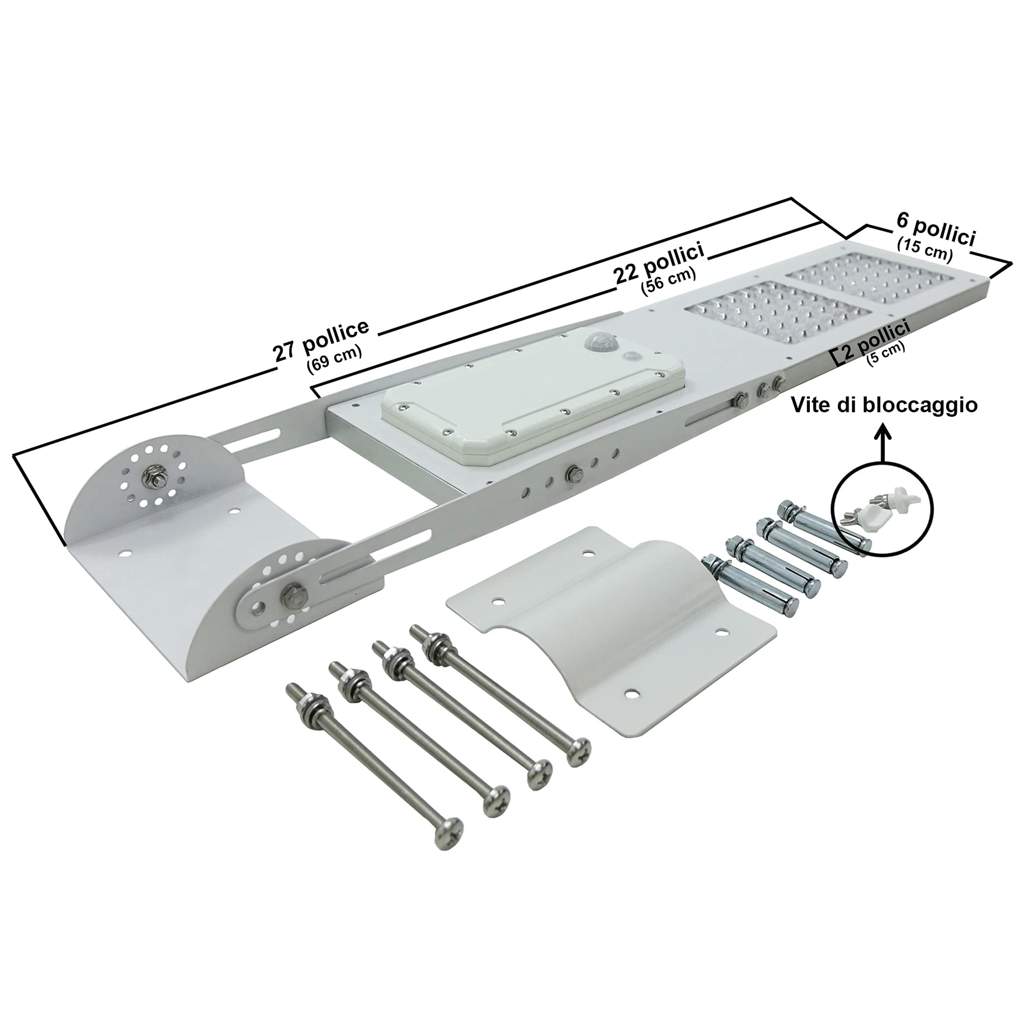 Solar Light Mart BETA 3000X Solar Street Light, Motion Sensor, Aluminum, White, Dusk to Dawn, Fits 3" Pole Diameter