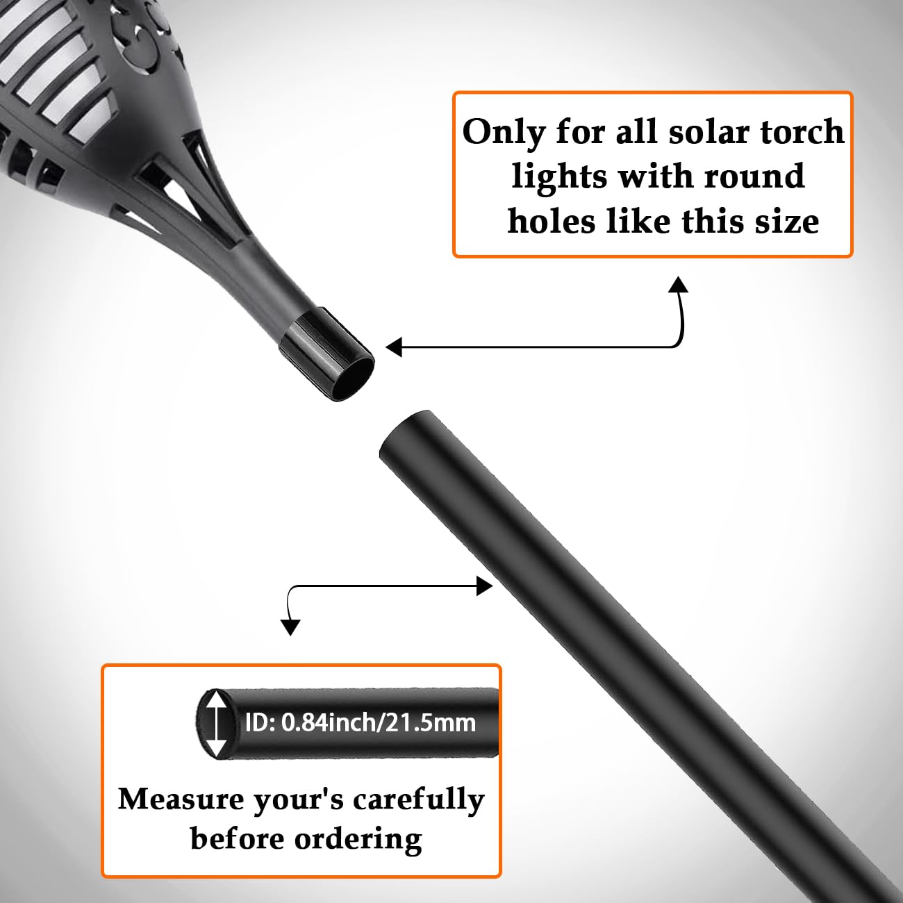 Flame Lamp Extension, Ground Stake And Joint Connector Kit To Make Solar Flashlight Torch Taller, 6 Sets