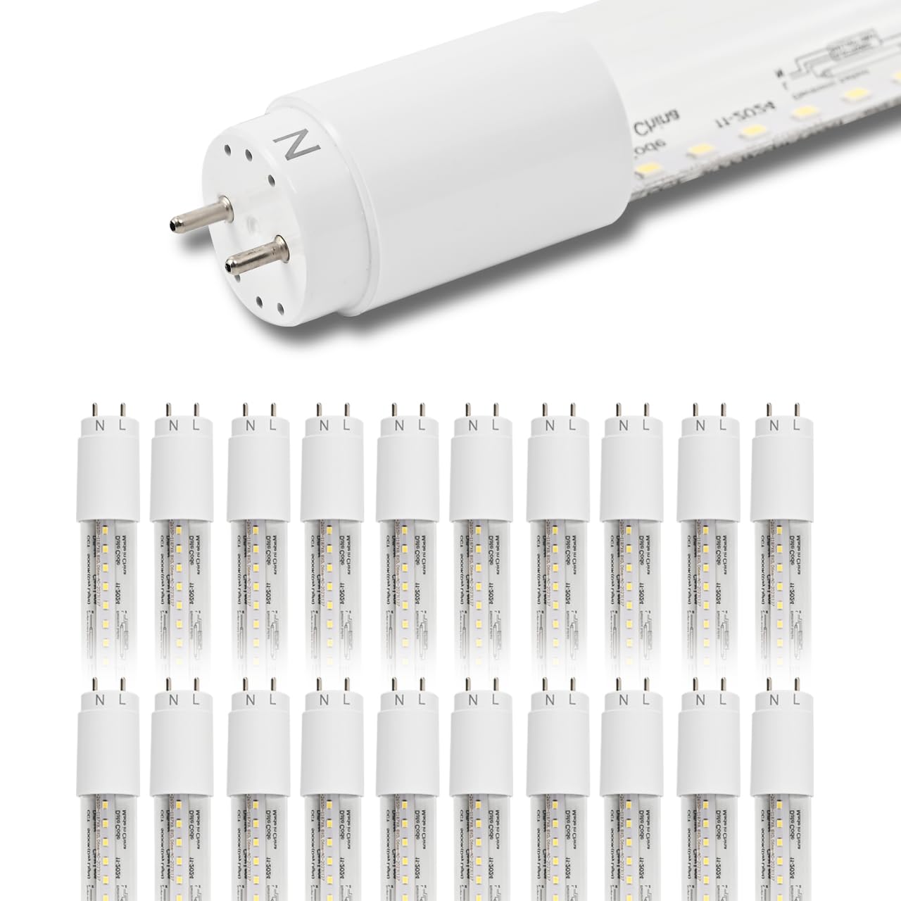 MKUJOO 20 Pack 4FT LED T8 Type A+B Tube Lights  24W  5000K  Single or Double End Powered  Plug and Play or Ballast Bypass  4 Foot T10 T12 Fluorescent Bulbs Replacement  Clear Cover