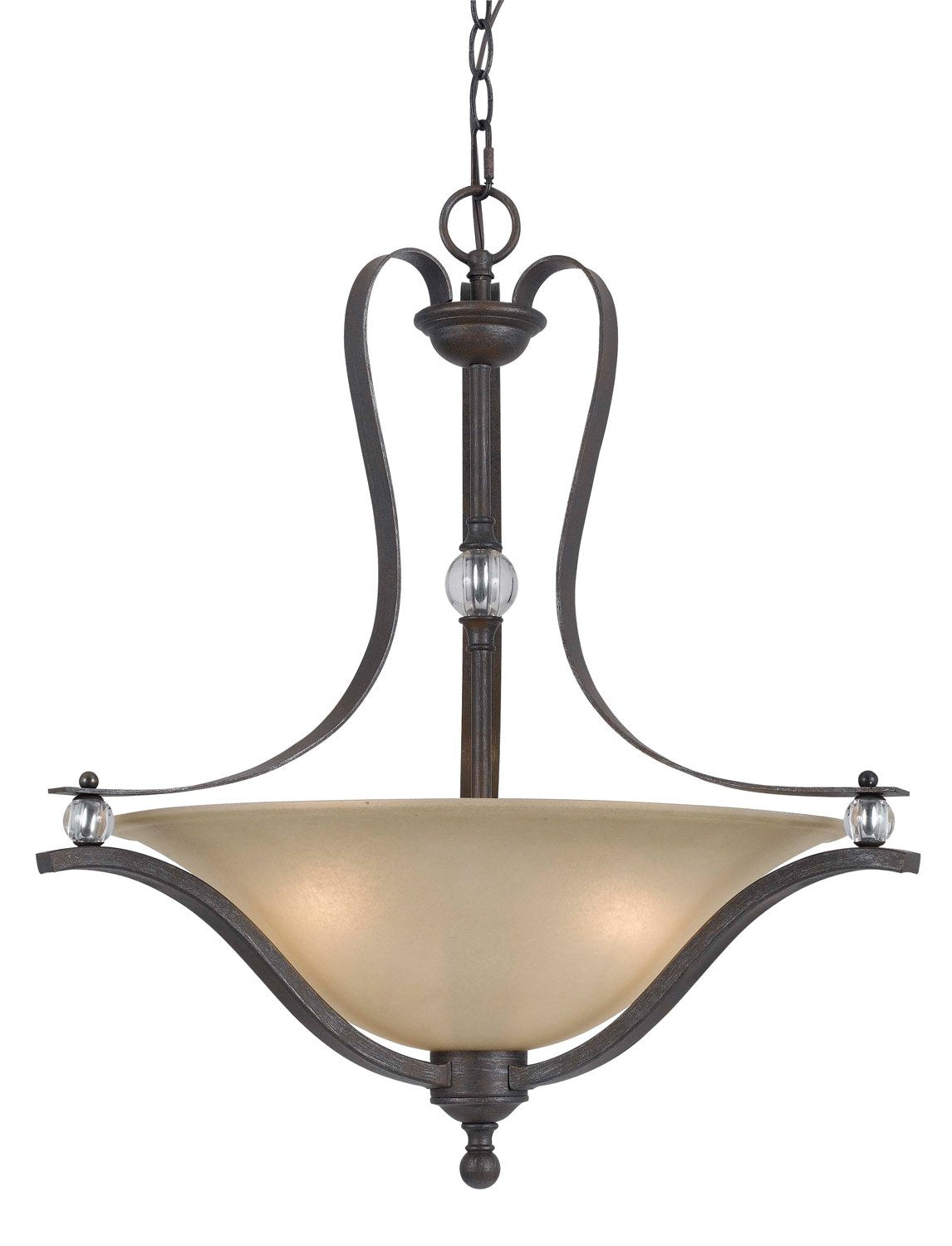 Cal Lighting FX-3530/1P Transitional Three Light Pendant from Riverton Collection in Bronze/Dark Finish, 25.00 inches