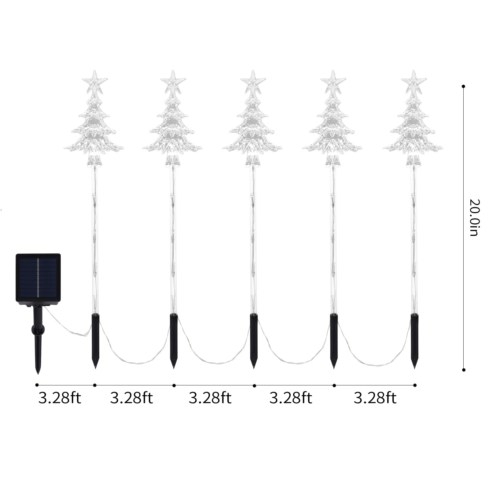 5 Pcs Acrylic Solar Pathway Stakes Lights Outdoor Waterproof  8 Modes Christmas Decorations Outdoor Yard  Solar Christmas Garden Decor Lights (Xmas Tree Multicolor)