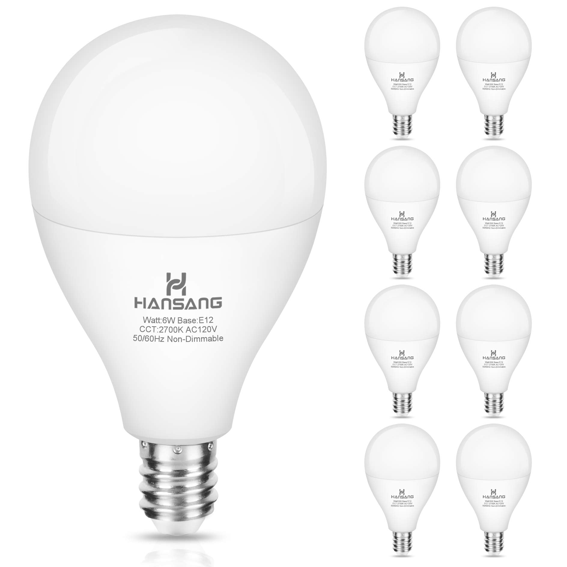Hansang Led Ceiling Fan Light Bulb,E12 Base Led Candelabra Bulbs 60 Watt Equivalent 5000K Daylight A15 Led Light Bulbs Candelabr