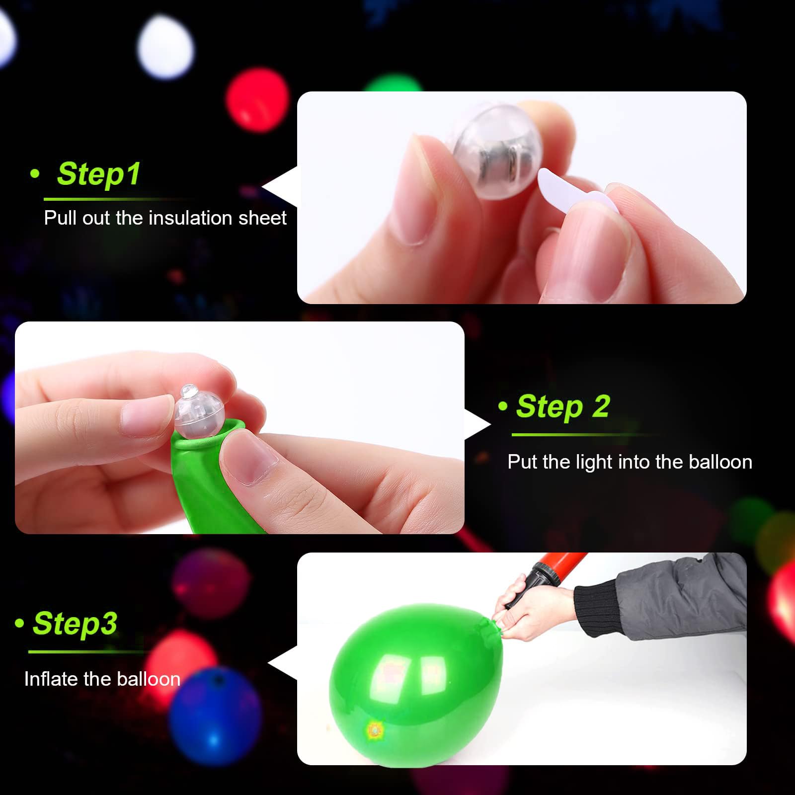 Aogist LED Mini Lights - 200PCS Green Balloon Lights for Indoor/Outdoor Events, Weddings, Parties, Halloween, Christmas, Model A01-Mini