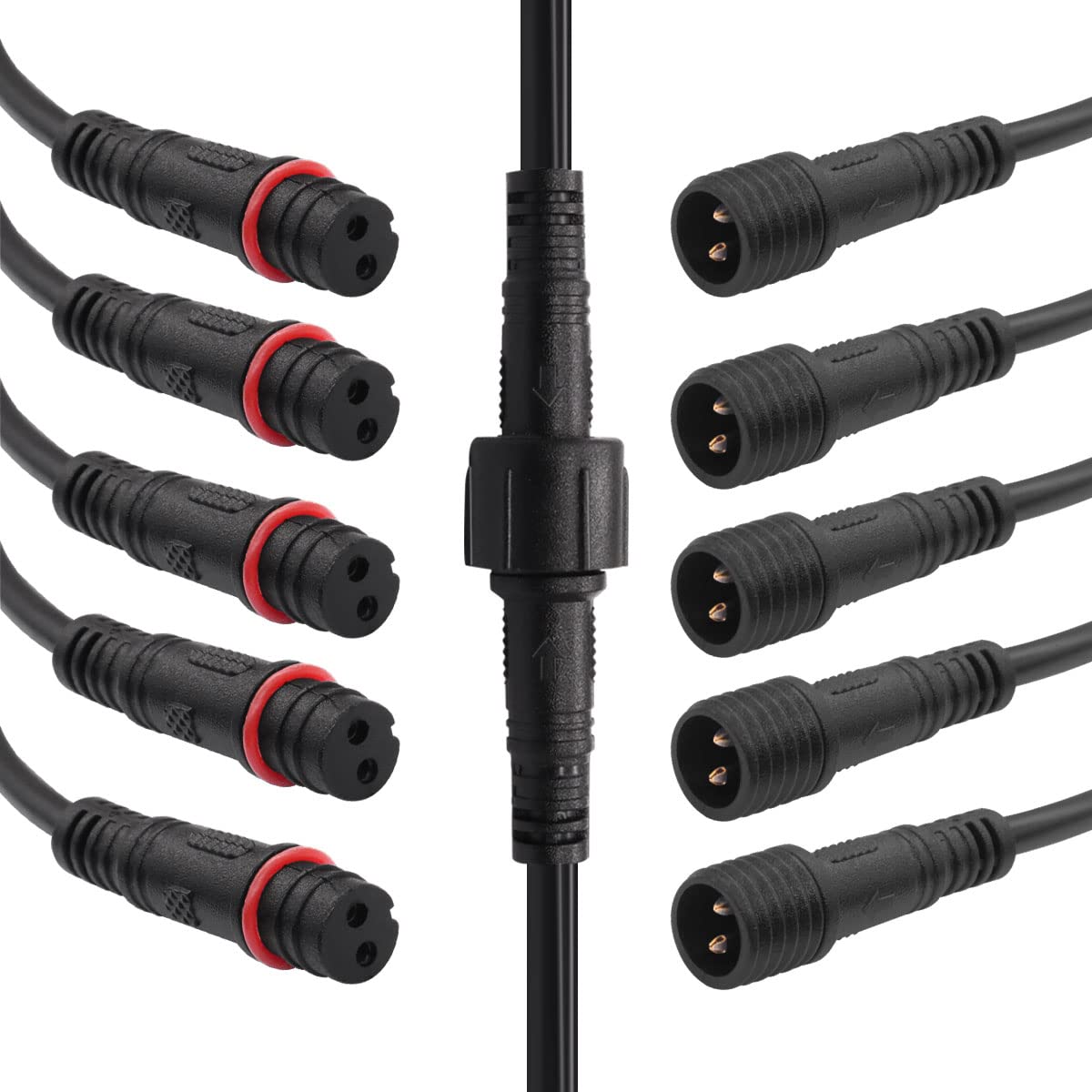 mxuteuk 6 Pairs 22AWG 2 Pin Electrical Connector IP65 7.87in/20cm Male Female Wire Connector Extension Cable 15mm for LED Band Lights Car Truck Boat Indoor/Outdoor