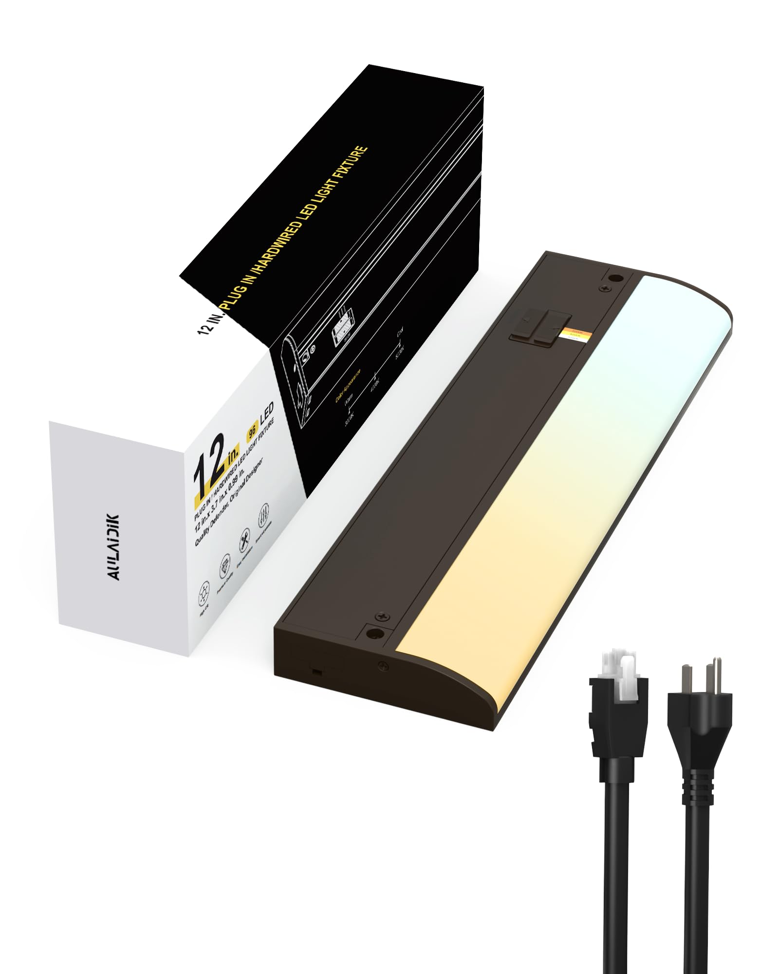 Hardwired Under Cabinet Lighting, 12 inch 3CCT with Triac Dimmable, 8W Linkable Under Counter Lights for Kitchen, CRI 97, 96 LED