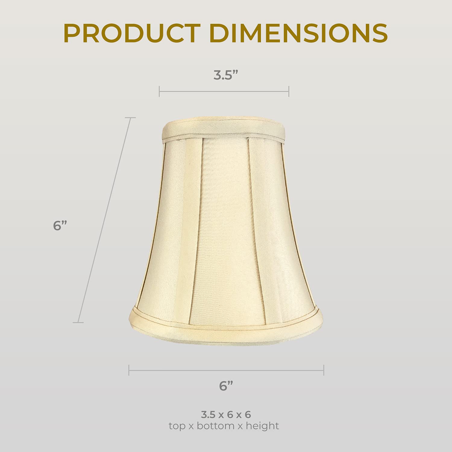 Royal Designs, Inc. True Bell Lamp Shade, UNO Fitter, 4inx8inx6.5in, Faux Silk, Beige, 2-Pack, Model BS-704UT-8BG-