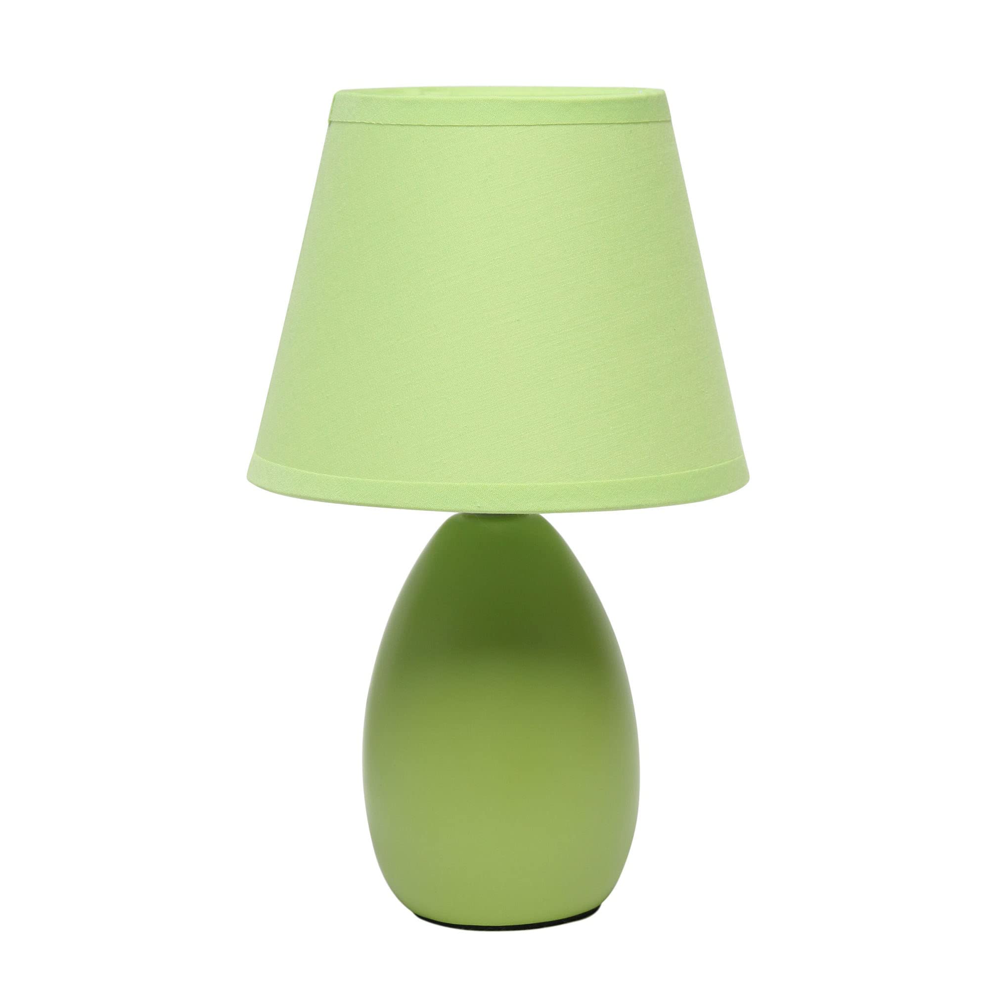 Creekwood Home 9.45&quot; Green Ceramic Bedside Table Lamp With Drum Shade