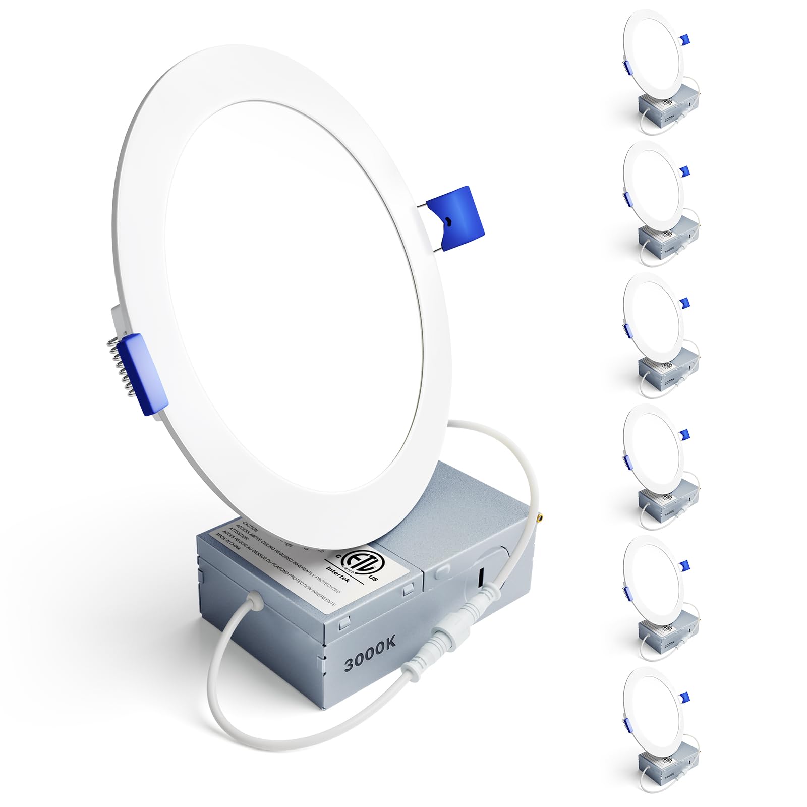 Ensenior 6 Pack 6 Inch LED Recessed Light, Dimmable, 3000K Warm White, 1200LM High Brightness, 12W 120V, Damp Rated, Ultra-Thin 