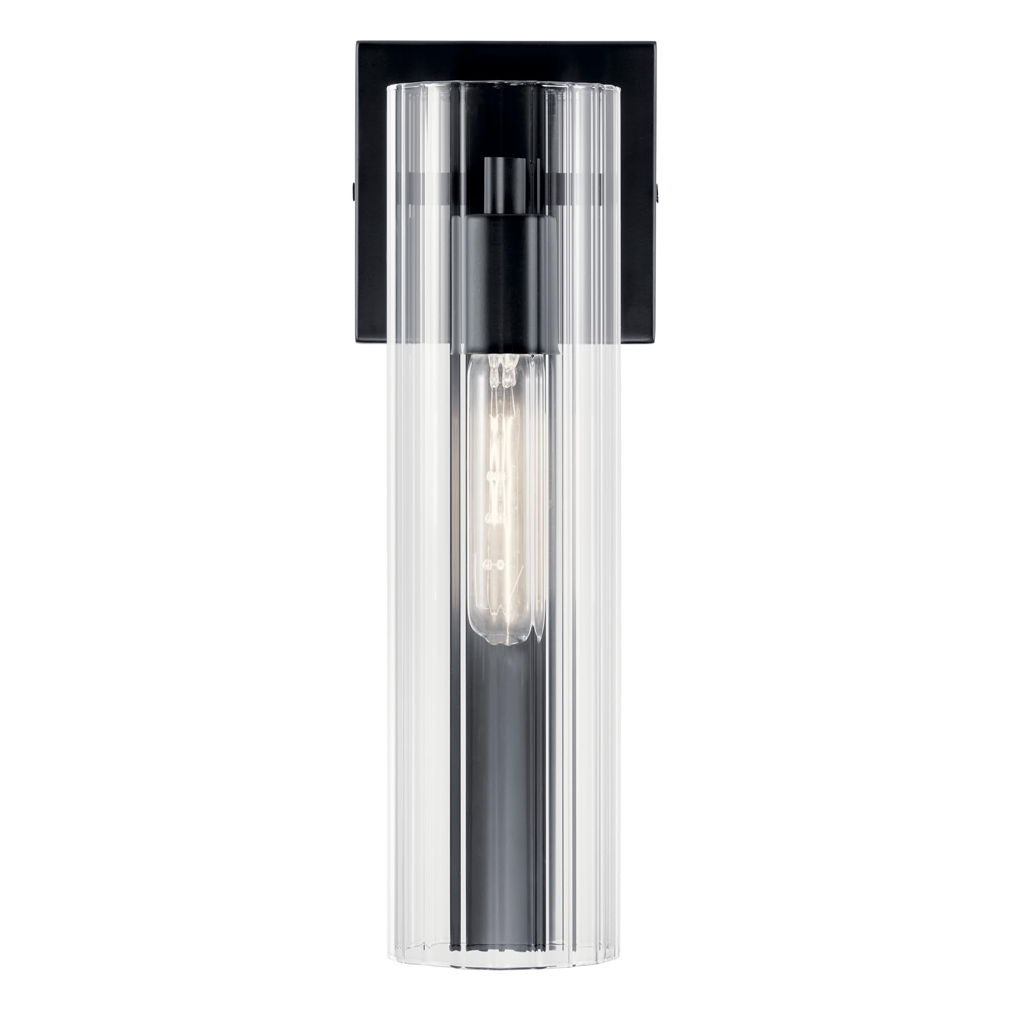 Kichler Jemsa 1 Light Wall Sconce, Modern Light With Clear Fluted Glass In Champagne Bronze For Bathroom, Powder Room, Sides Of