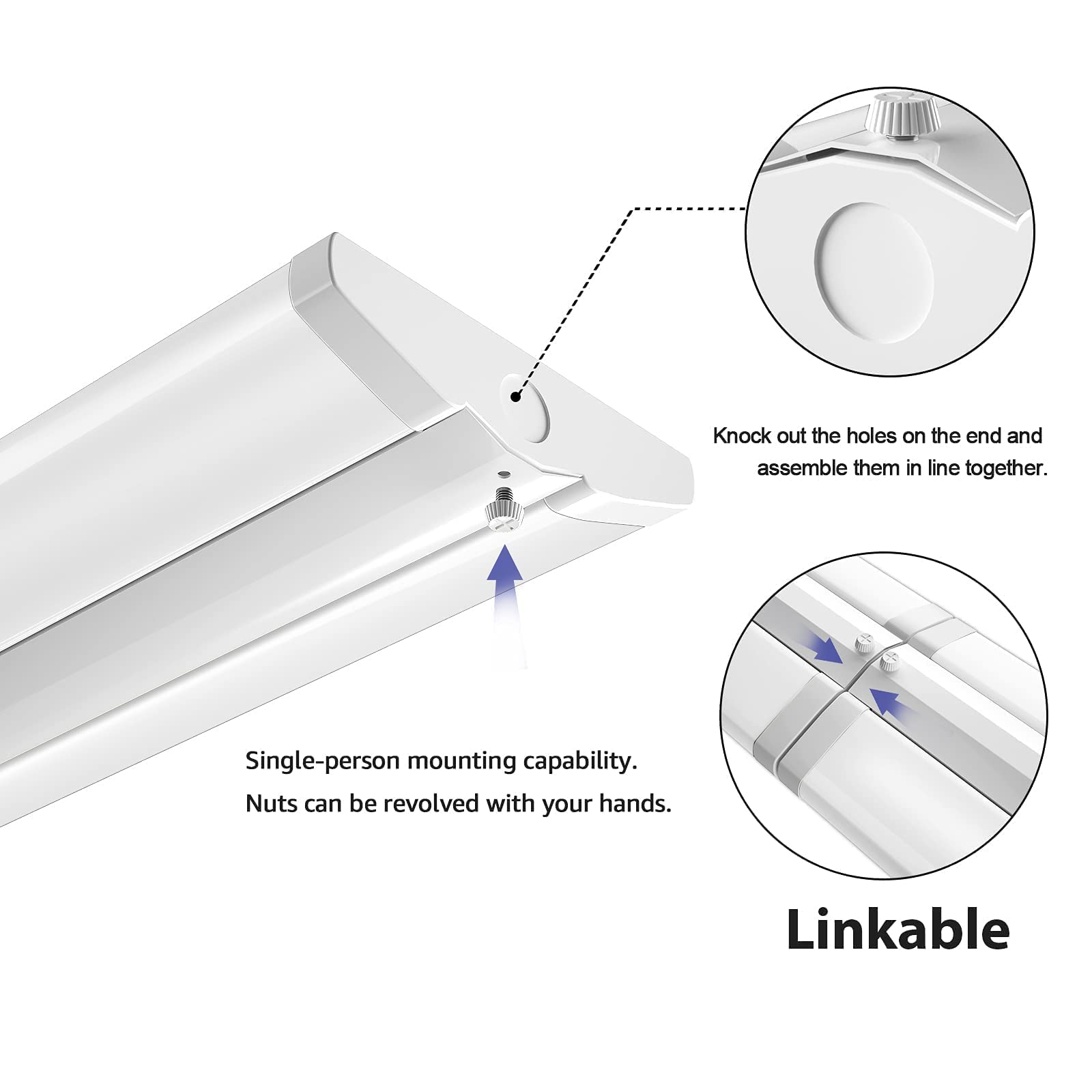 Antlux 4Ft Led Wraparound Light Fixture 50W Ultra Slim Led Shop Lights For Garage, No Glare, 5500 Lumens, 5000K, 4 Foot Flush Mount Office Ceiling Wrap Light For Workshop Kitchen, 4 Pack