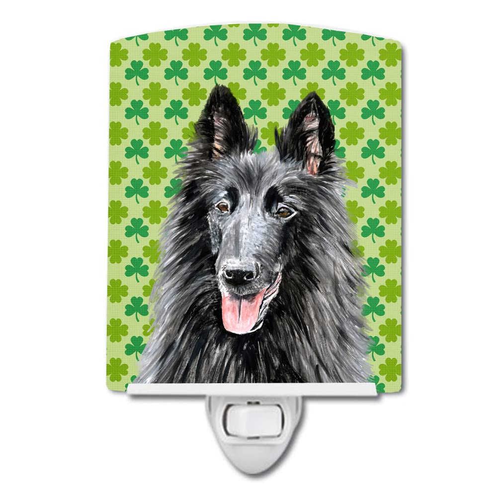 Carolines Treasures Ceramic Night Light, Belgian Sheepdog Shamrock, 6x4x3 inches, Multicolor, Model SC9318CNL