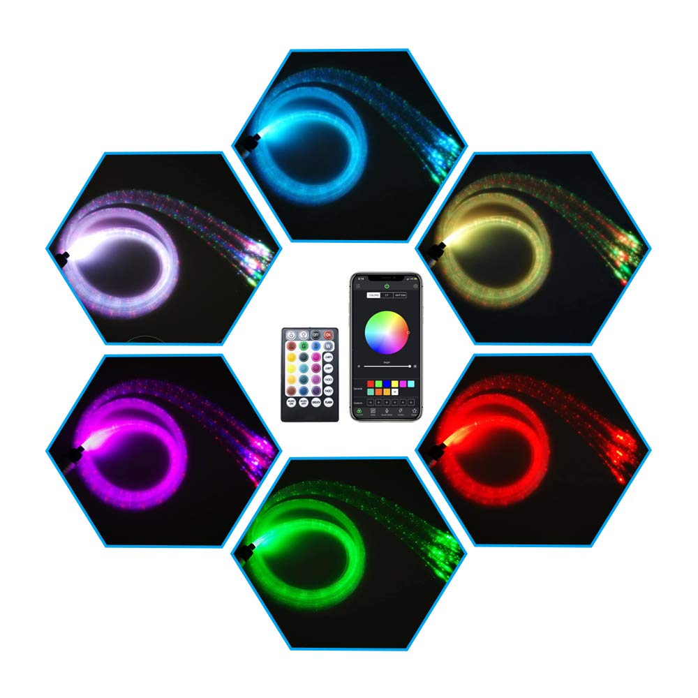 AMKI 6W RGBW Fiber Optic Curtain Light Kit, Bluetooth Waterfall Curtain Light for Window Kid Children Sensory Room Home Decorati