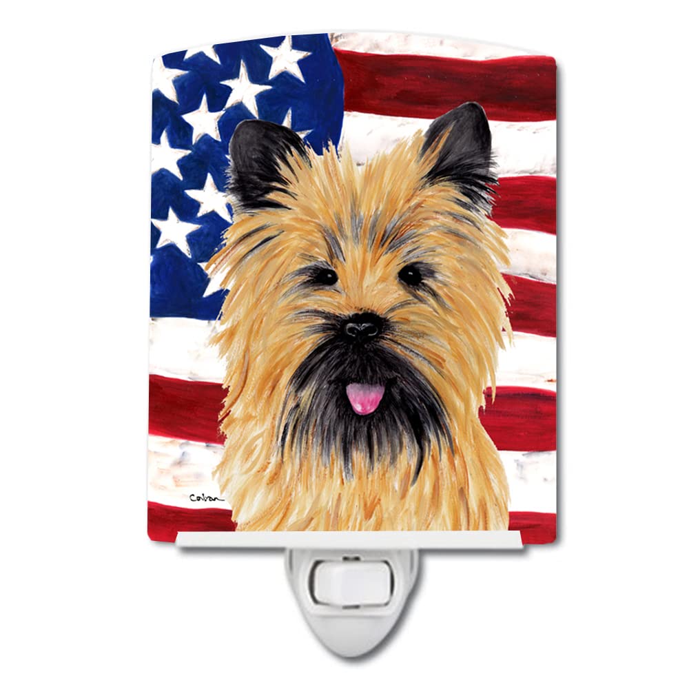 Carolines Treasures Ceramic Night Light, USA Flag with Cairn Terrier, 6x4x3in, Model SC9017CNL, Multicolor