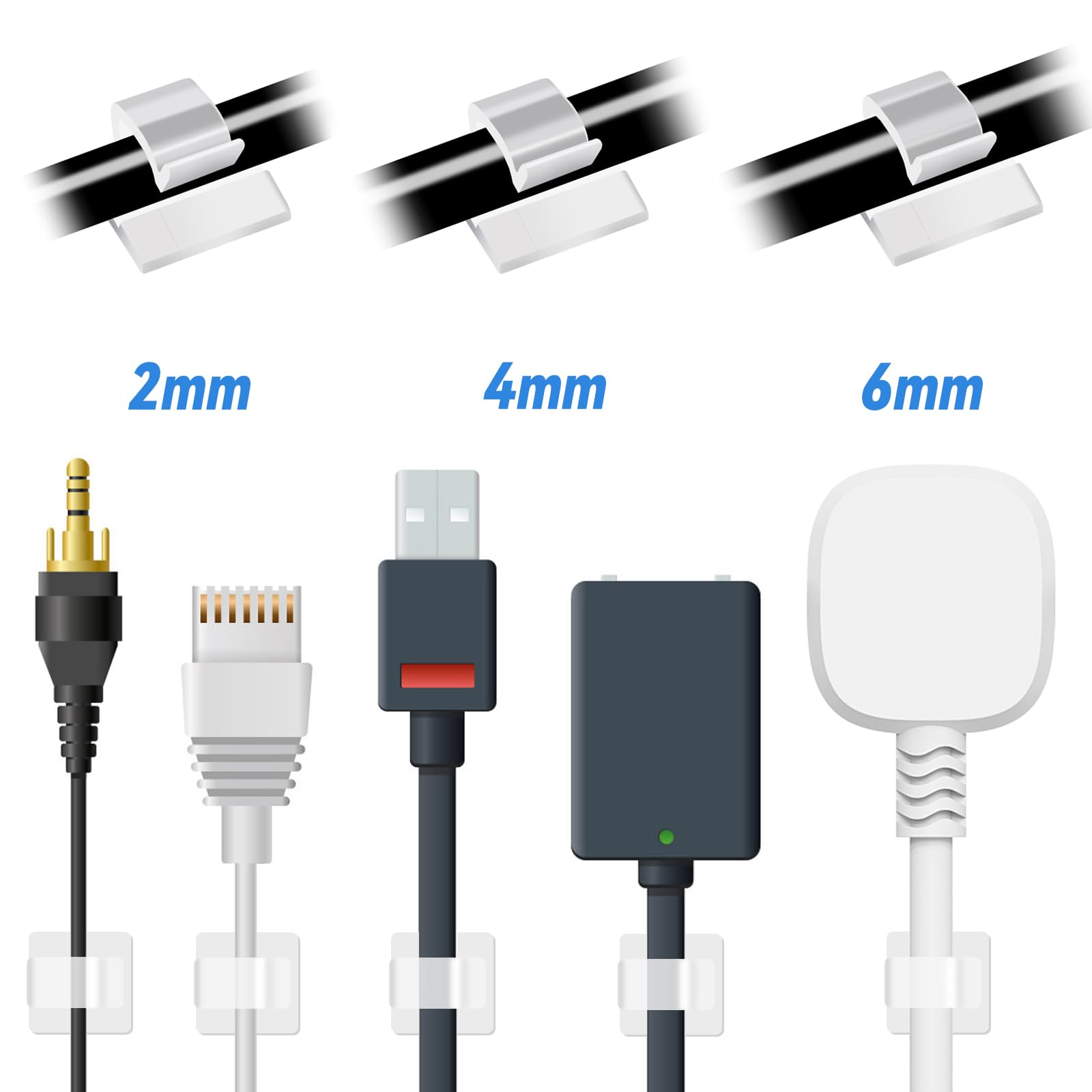 Petknows 80 Pcs Adhesive Cable Clips Christmas Clear Light Strip Mounting Clips Led Light Wire Holder Cable Clamp Organizer For Desk Outdoor Wall Cable