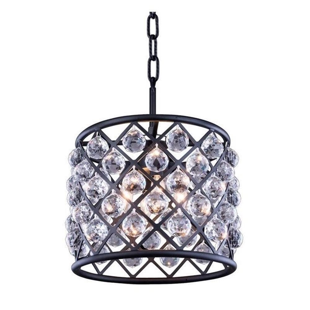 Elegant Lighting Madison Collection 4-Light Pendant Lamp with Royal Cut Crystals, Mocha Brown Finish