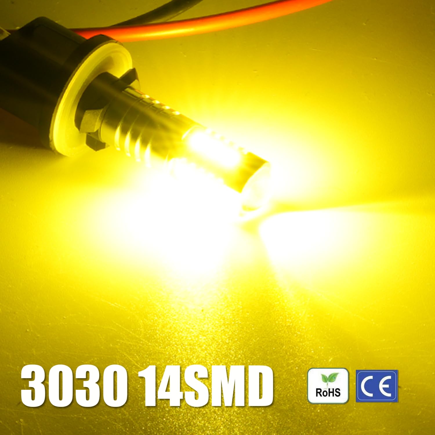 KISLED 880 LED Fog Light Bulb, Extremely Bright with Projector DRL, High Power 3030 Chips, 880 Size, Gold Yellow