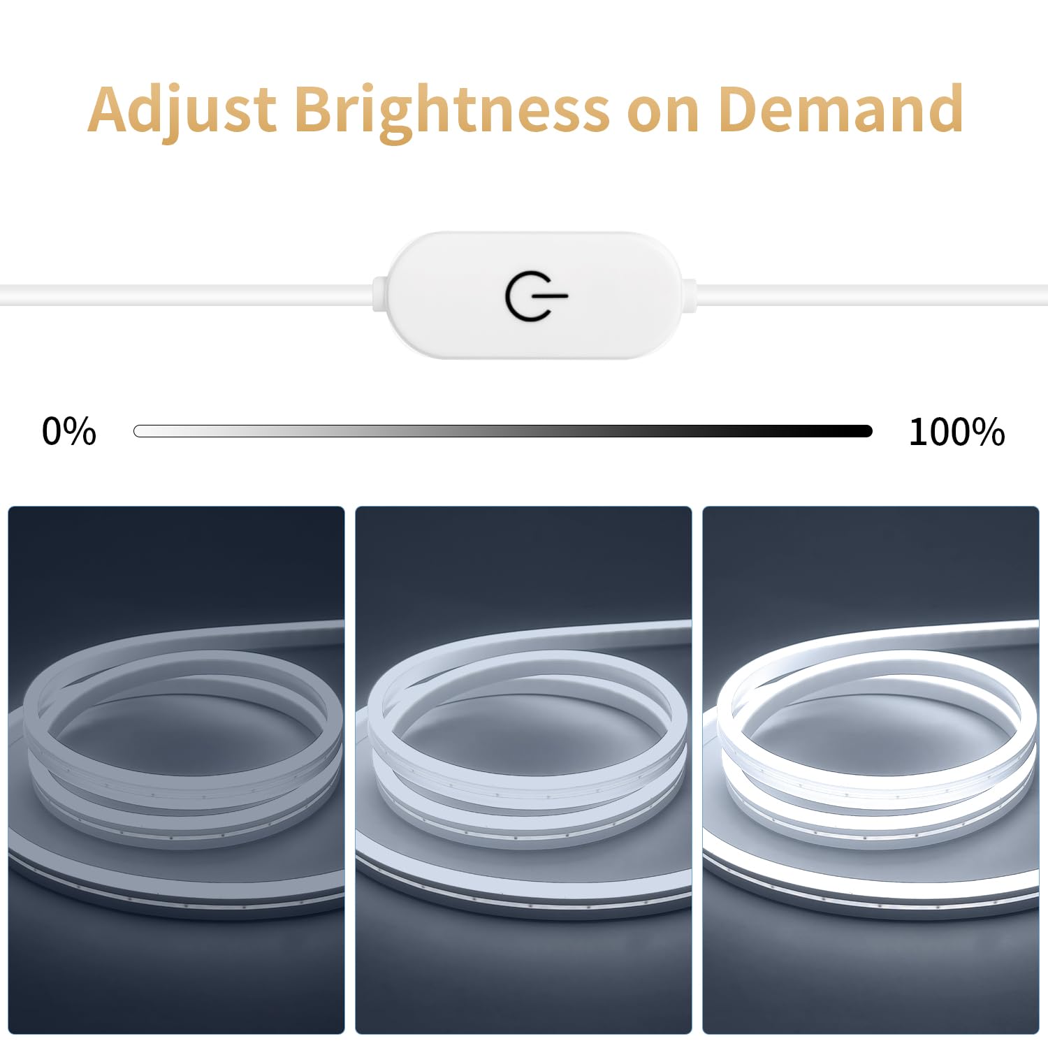 iNextStation USB LED Neon Lights Strip, 6.6ft, Waterproof, Dimmable, White, Model 2812 30L/m