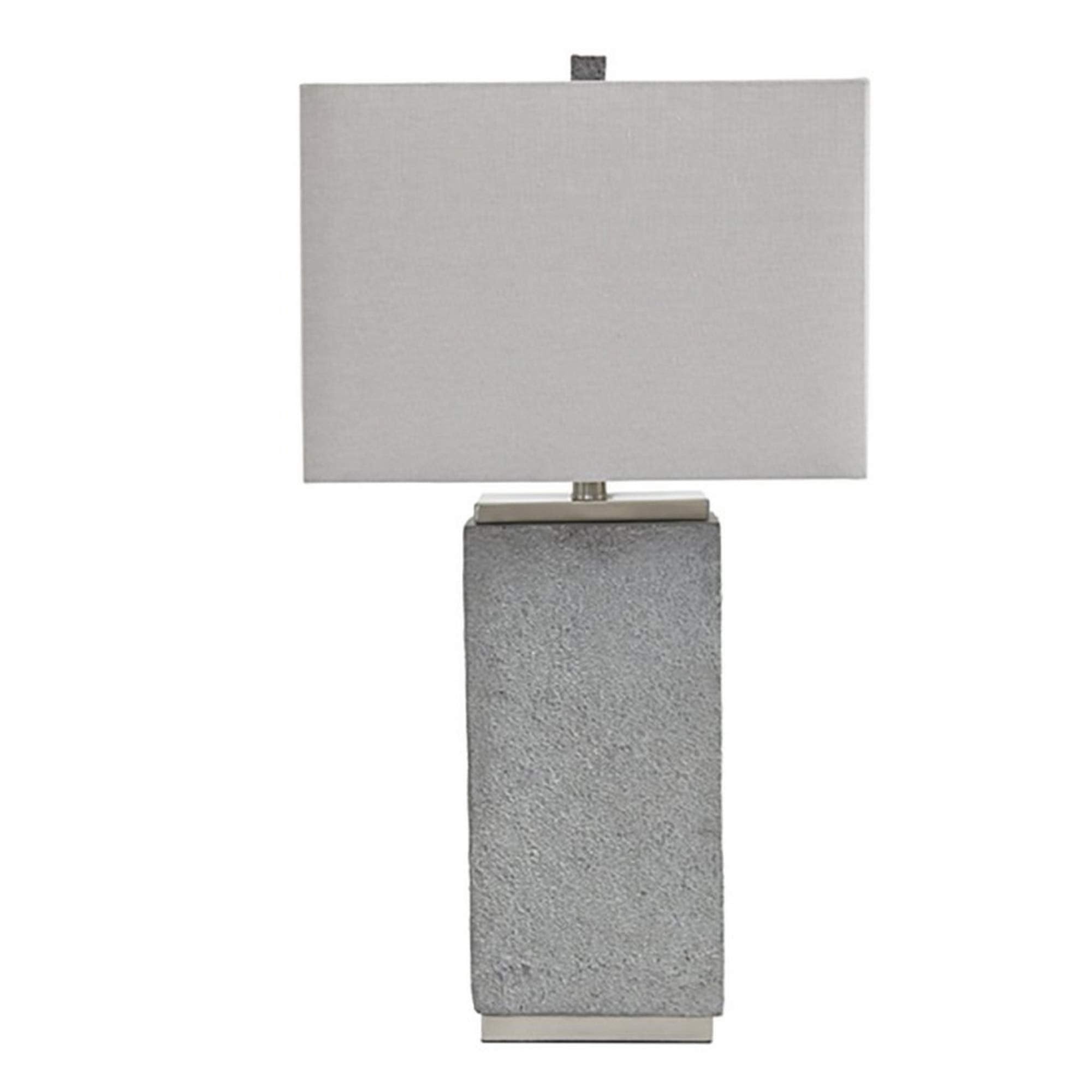 Benjara Bm227558 Resin Table Lamp With Faux Concrete Finish & Hardback Shade Gray - Set Of 2