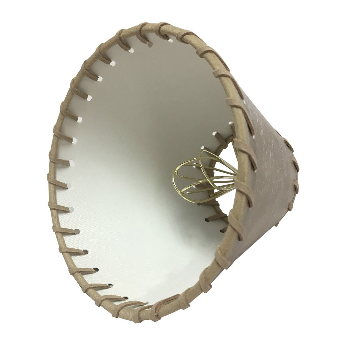Royal Designs, Inc. Round Faux Leather Chandelier Shade CS-972-6, Light Brown, 3in x 6in x 5in