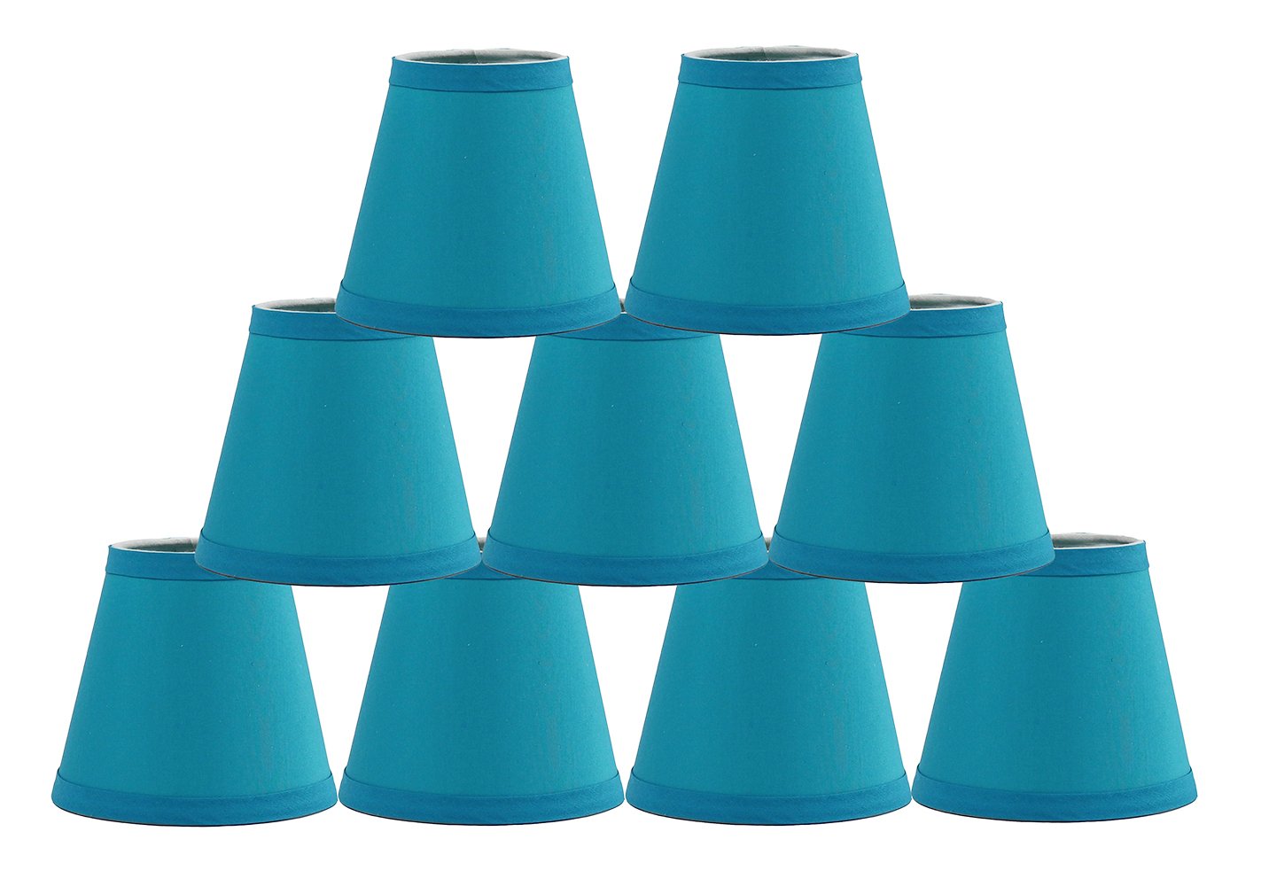 Urbanest Chandelier Lamp Shade Set of 9, Teal Cotton, Hardback, Clip On, 3inx6inx5in