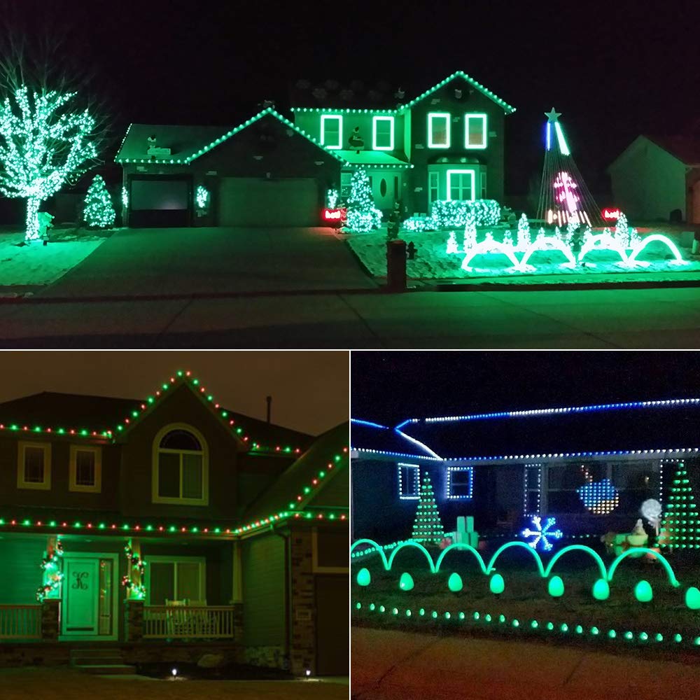 Brizled C9 Green Christmas Lights, 25 LED Faceted String Light, 16ft, Connectable, UL Certified, Indoor Outdoor Use