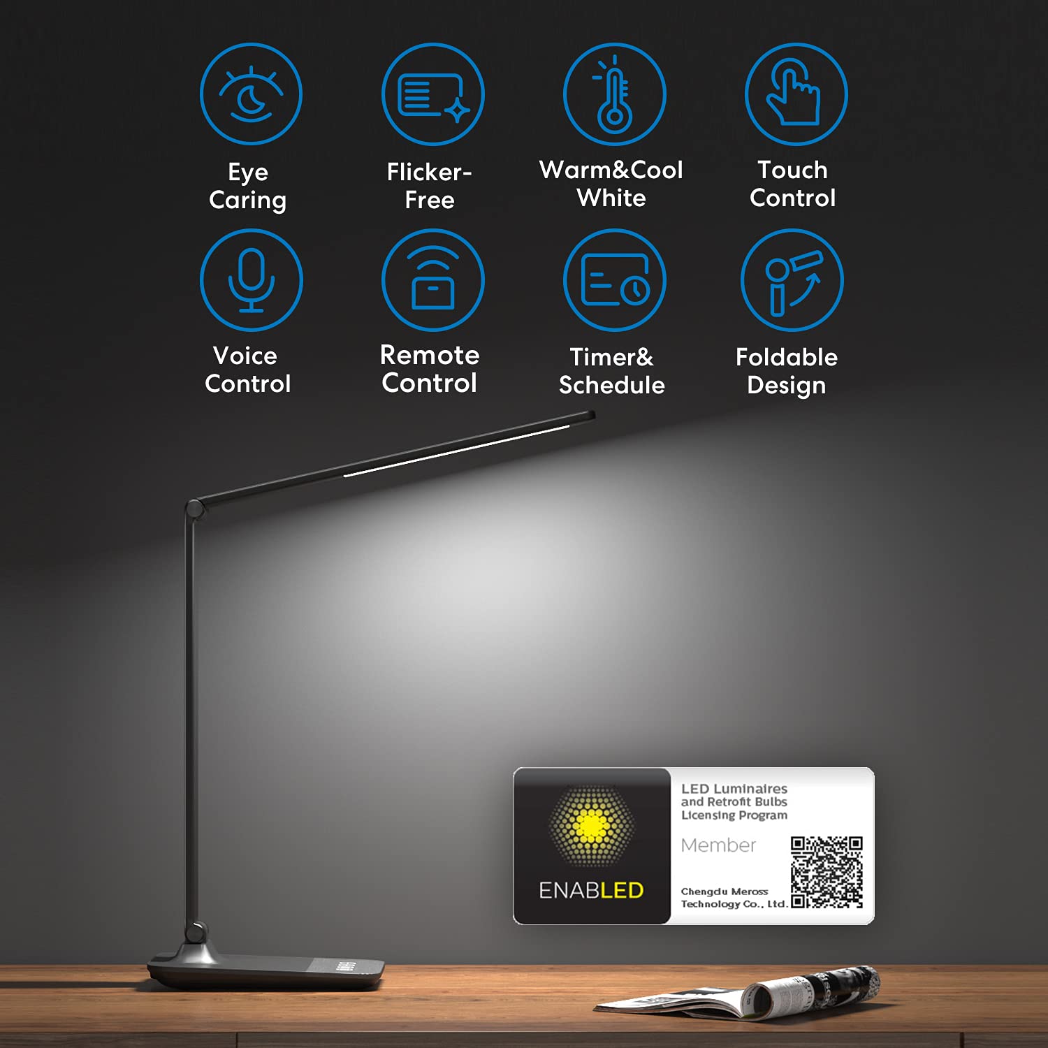 meross Smart LED Desk Light, Metal LED Desk Lamp Works with HomeKit, Alexa and Google Home, WiFi Eye-Caring Smart LED Desk Lamp